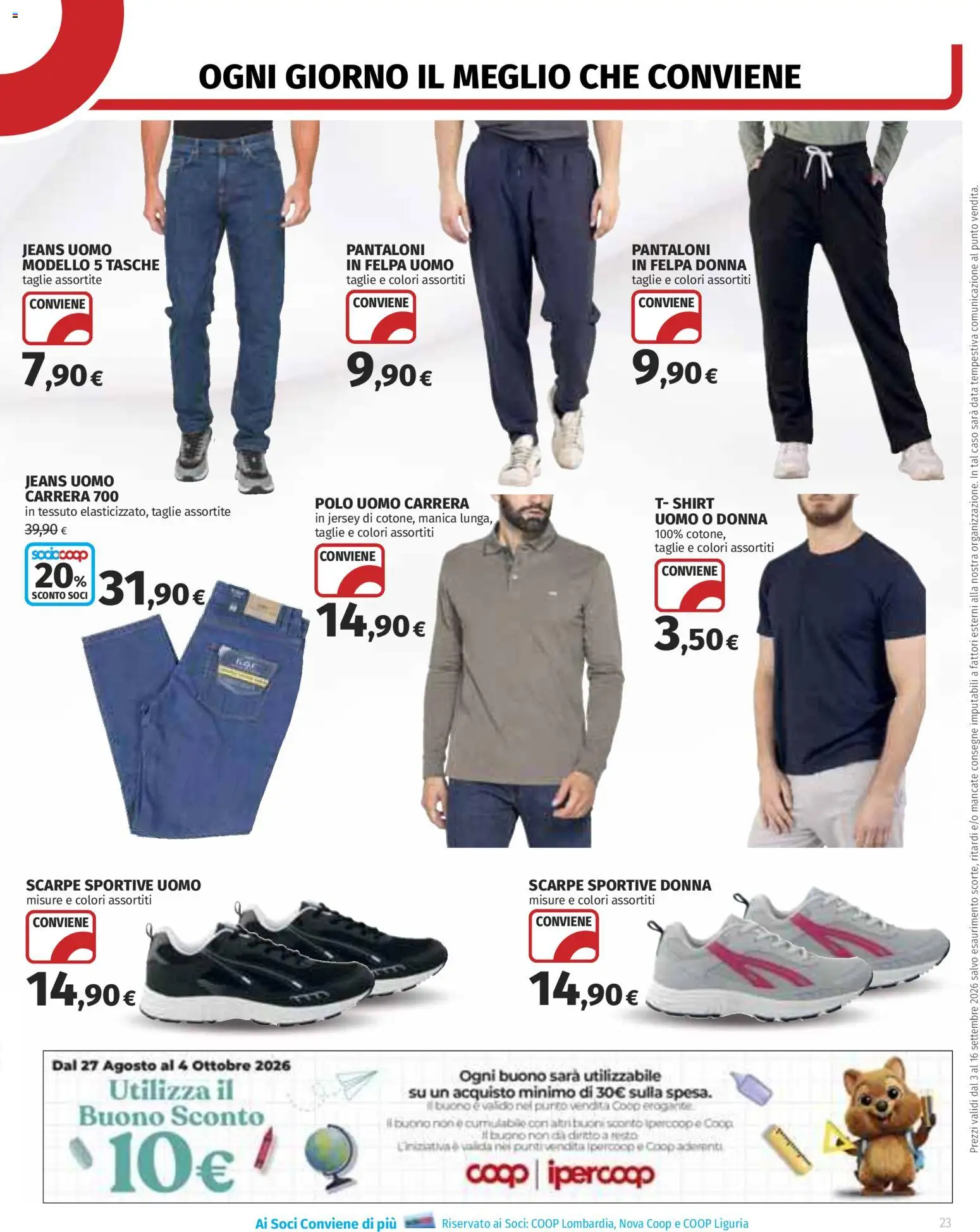 Anteprima dell'opuscolo COOP volantino Superstore Lombardia dal negozio COOP valido da 03/09/2026 - Scarpe, Jeans, Polo, Felpa, Pantaloni, Scarpe sportive, Tasche