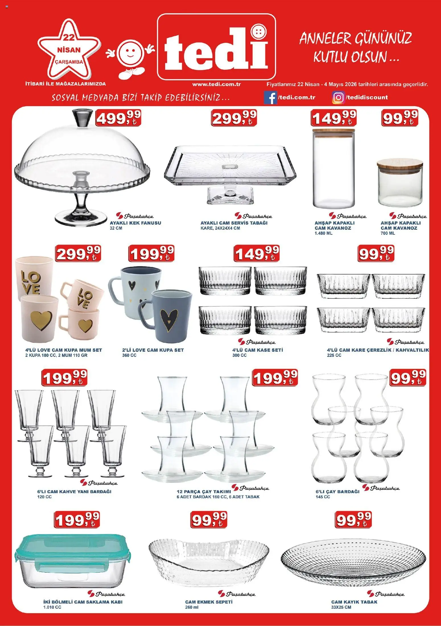 Tedi Tedi Katalog 22.04.2026 - Broşürünün önizlemesi - Kahve, Çay, Ekmek, Çay bardağı, Kaşe, Bardak