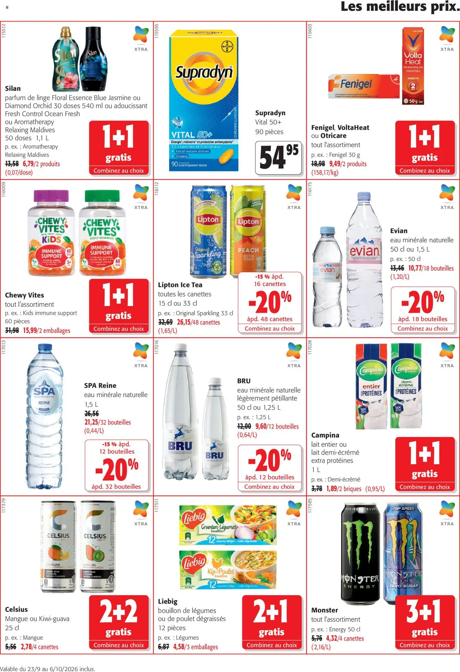 Prévisualisation de Colruyt Toutes les offres du magasin Colruyt formulaire valide 23/09/2026 - Bouillon, Poulet, Lait, Ice tea, Bouillon de légumes, Adoucissant, Lait entier, Eau minérale naturelle