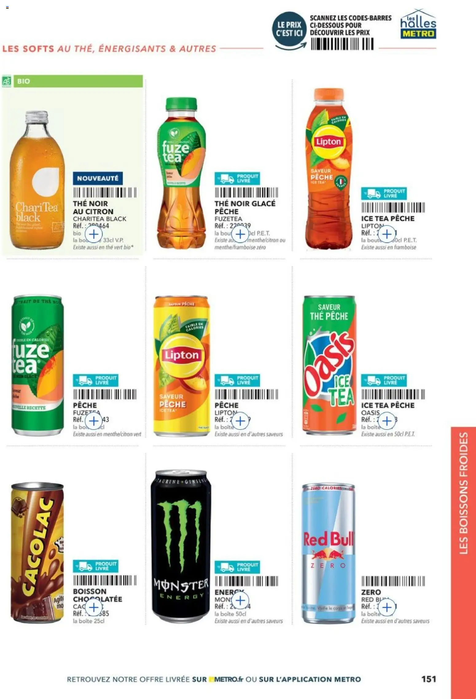 Prévisualisation de METRO - Restauration rapide du magasin METRO formulaire valide 14/04/2026 - Red bull, Livre, Bob, Thé, Citron, Ice tea, Framboise, Boissons