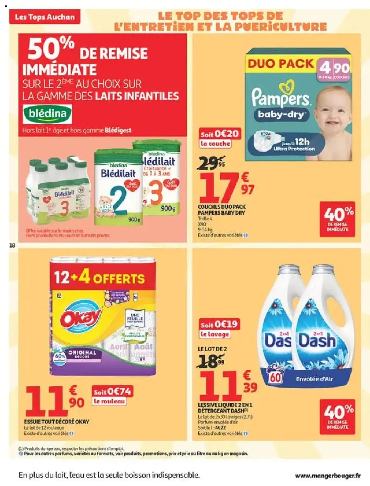 Prévisualisation de Auchan Tops rentrée supers du magasin Auchan formulaire valide 01/09/2026 - Boisson, Lait, Lessive, Pampers, Couches, Lessive Liquide, Pampers couches, Blédilait