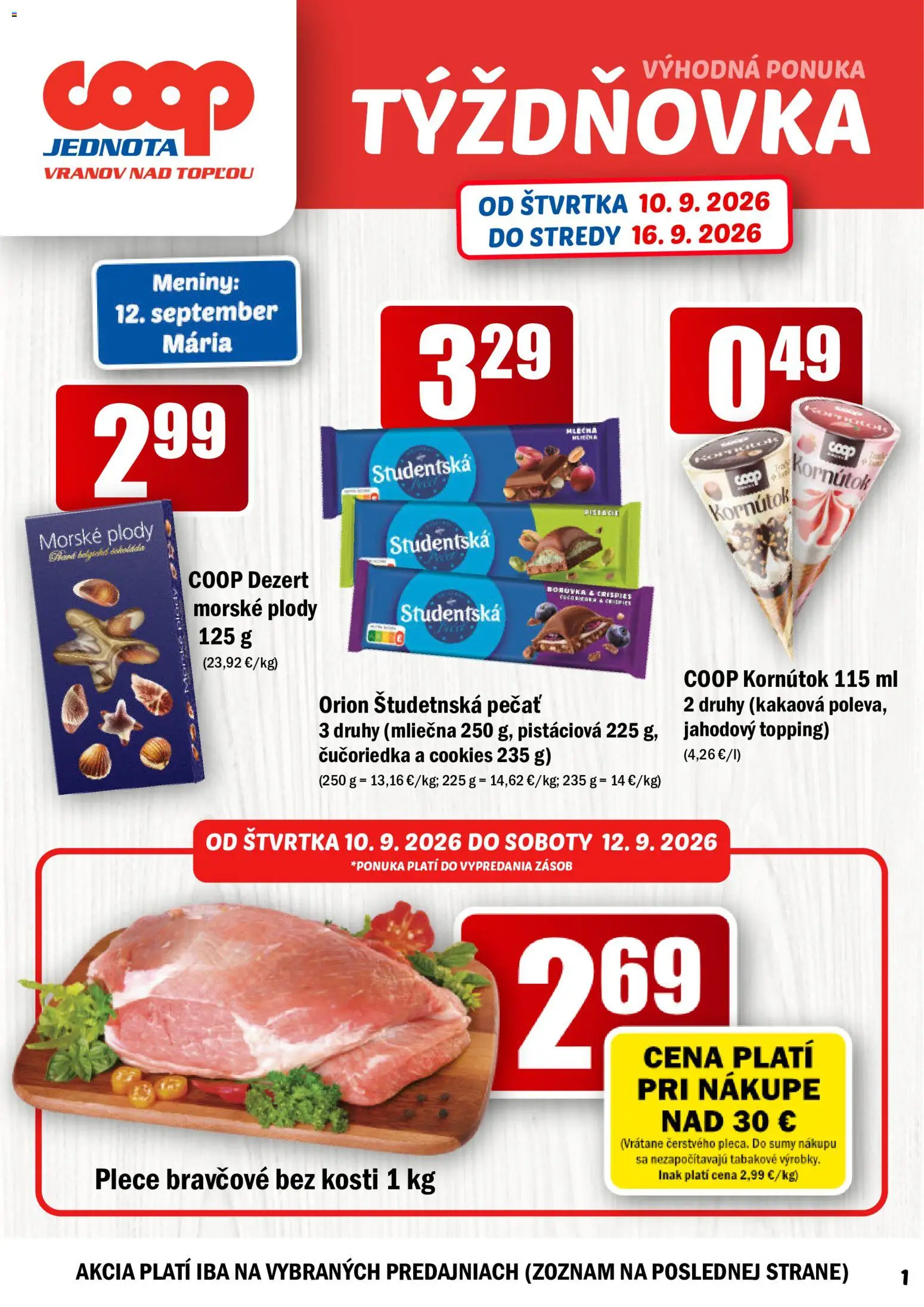 Náhľad COOP Jednota letáku platného od 10.09.2026