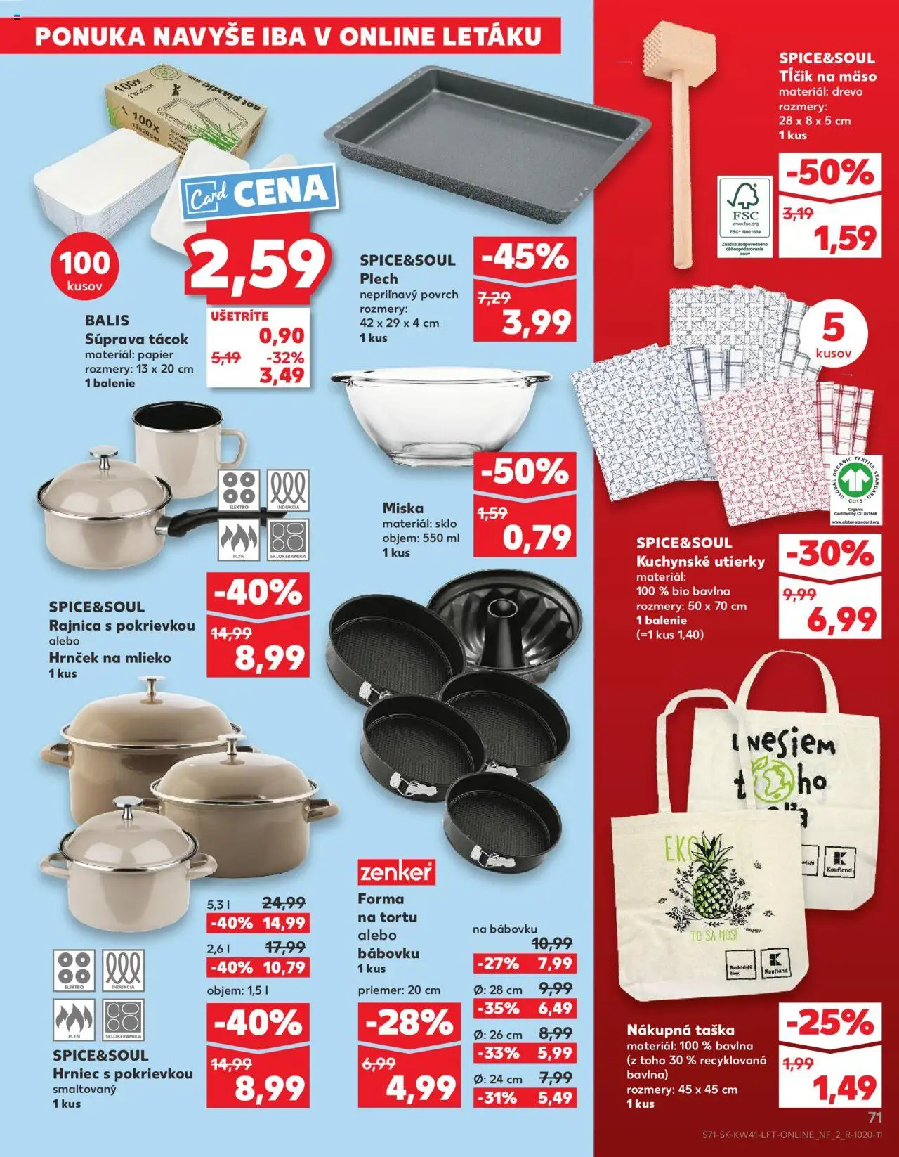 Náhľad Kaufland letáku platného od 09.10.2025 - Mäso, Mlieko, Taška, Kuchynské utierky, Indukcia