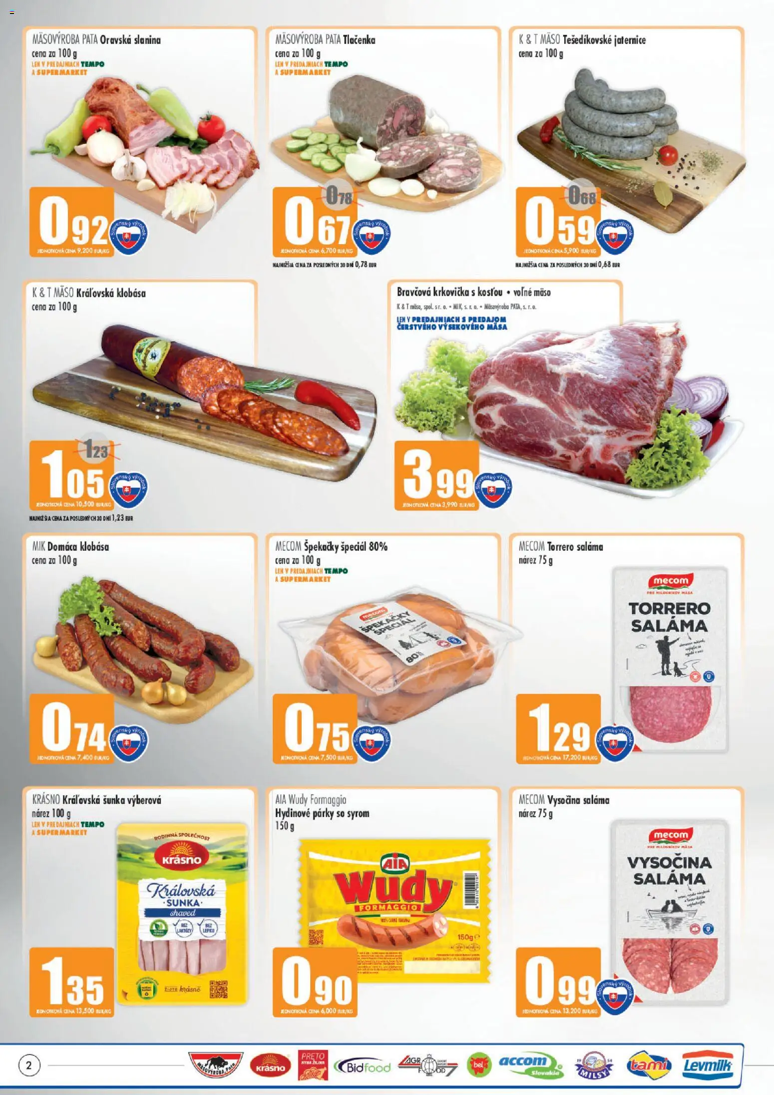 Náhľad COOP Jednota letáku platného od 01.10.2026 - Mäso, Krkovička, Klobása, Slanina, Párky, Bravčová krkovička, Tlačenka, Saláma