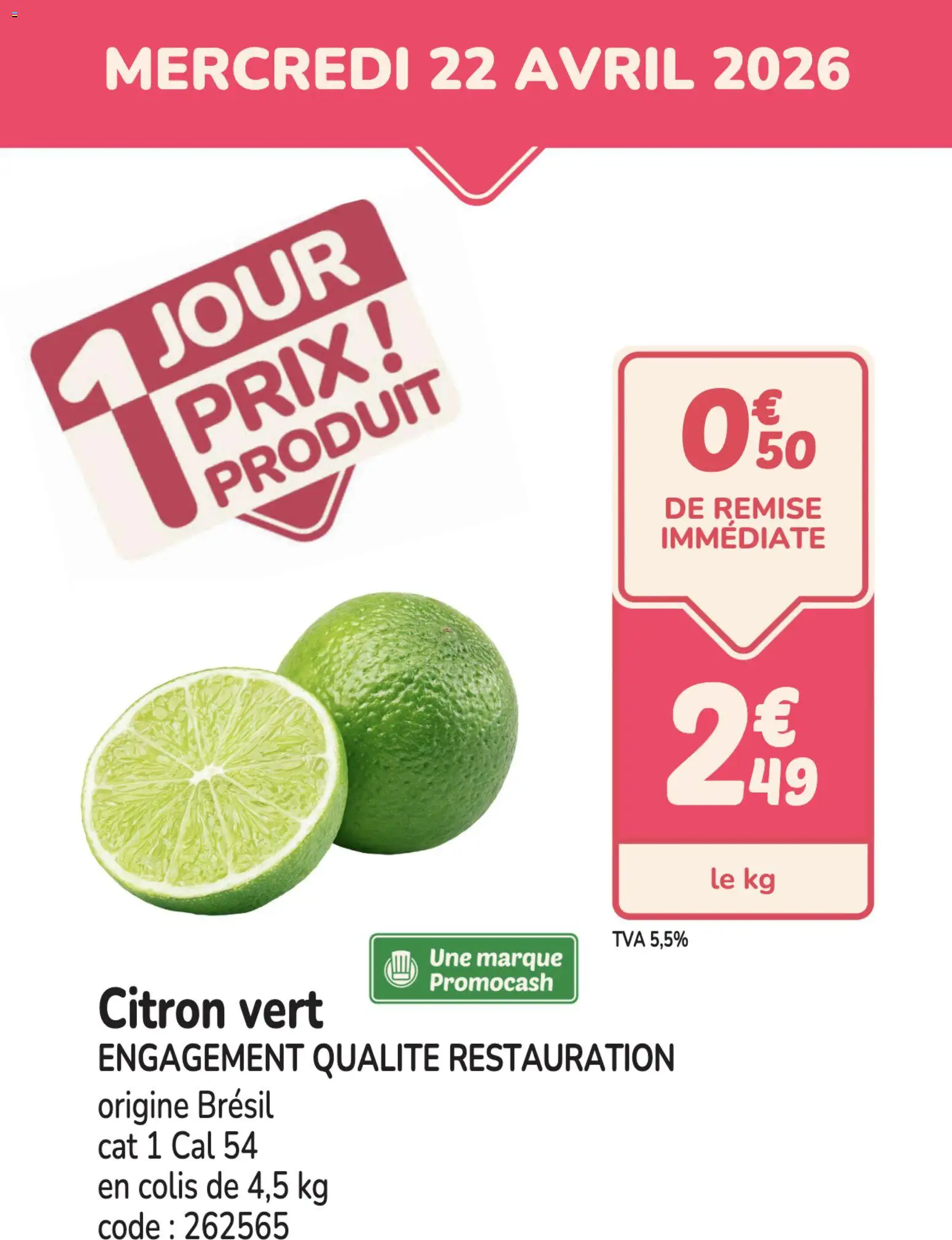 Prévisualisation de Promocash PROMO citron vert du magasin Promocash formulaire valide 22/04/2026 - Citron, Citron vert