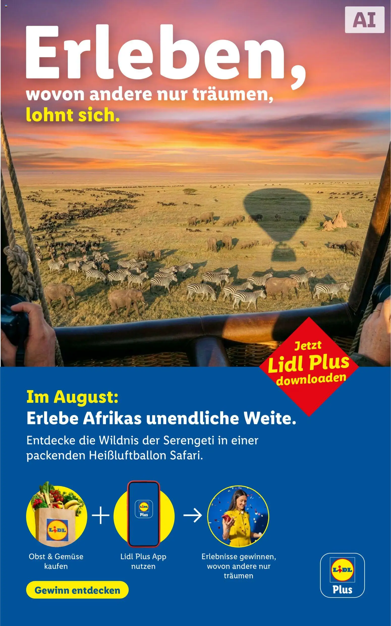 Vorschau der Angebote: Lidl Lidl Erlebe Afrikas unendliche Weite gültig ab 01.08.2026 - Smartphone, Gemüse, Obst