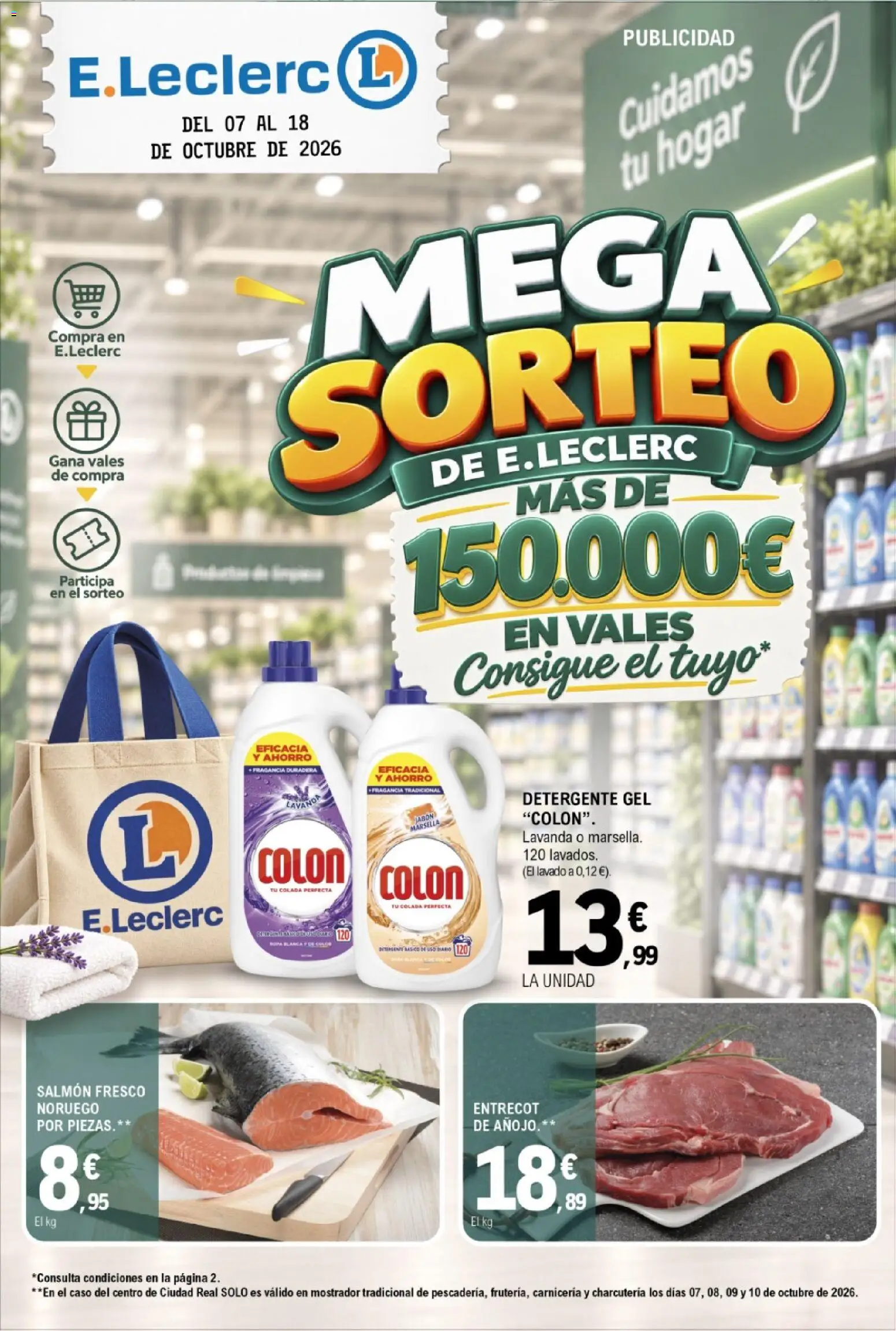 Vista previa del folleto de la tienda E.Leclerc válido desde el 07/10/2026 - Ropa, Entrecot, Detergente, Salmón, Fragancia