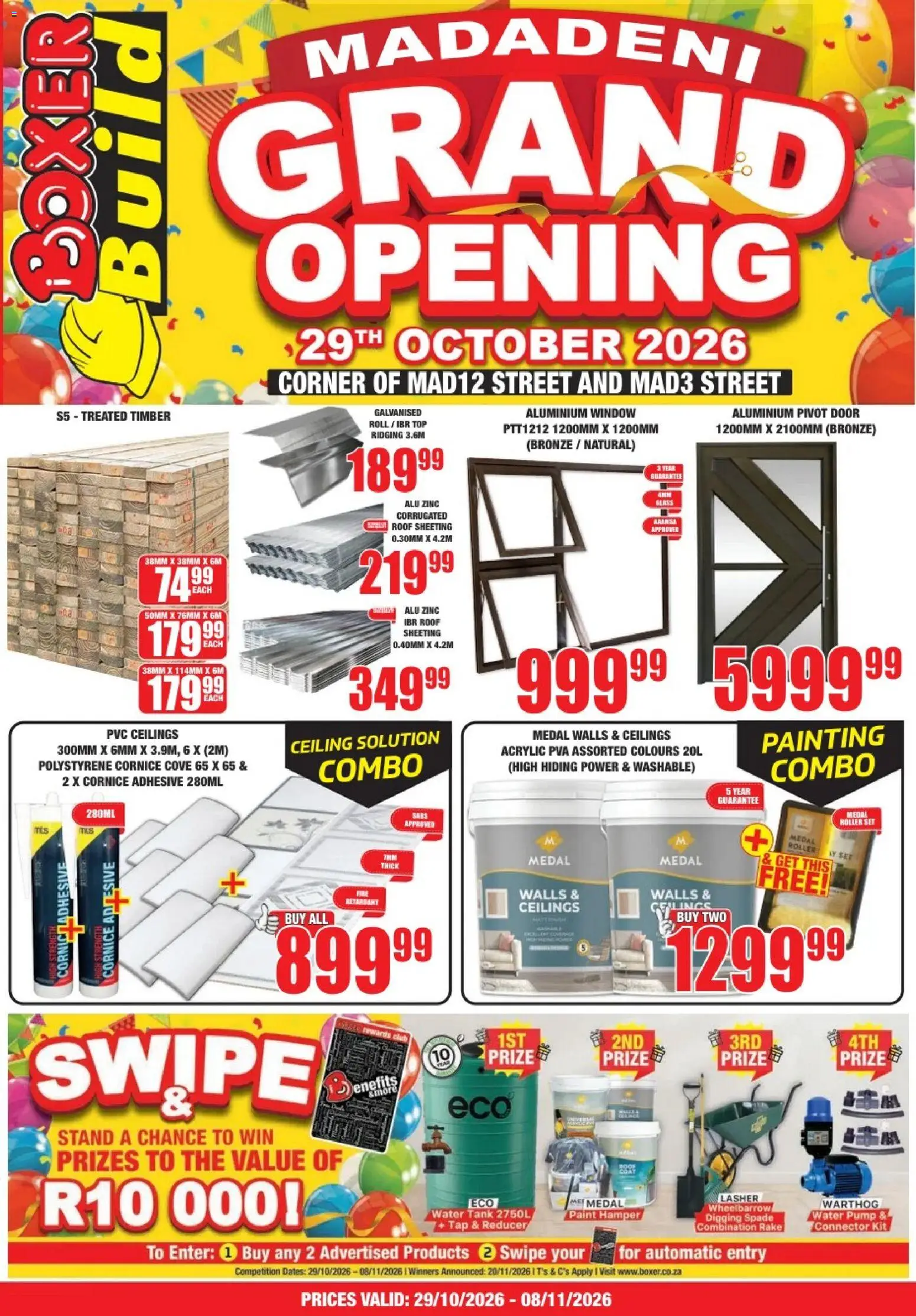 Preview of Boxer flyer valid from 29/10/2026 - Water, Paint, Dates, Wheelbarrow, Ties, Tank, Spade, Connector