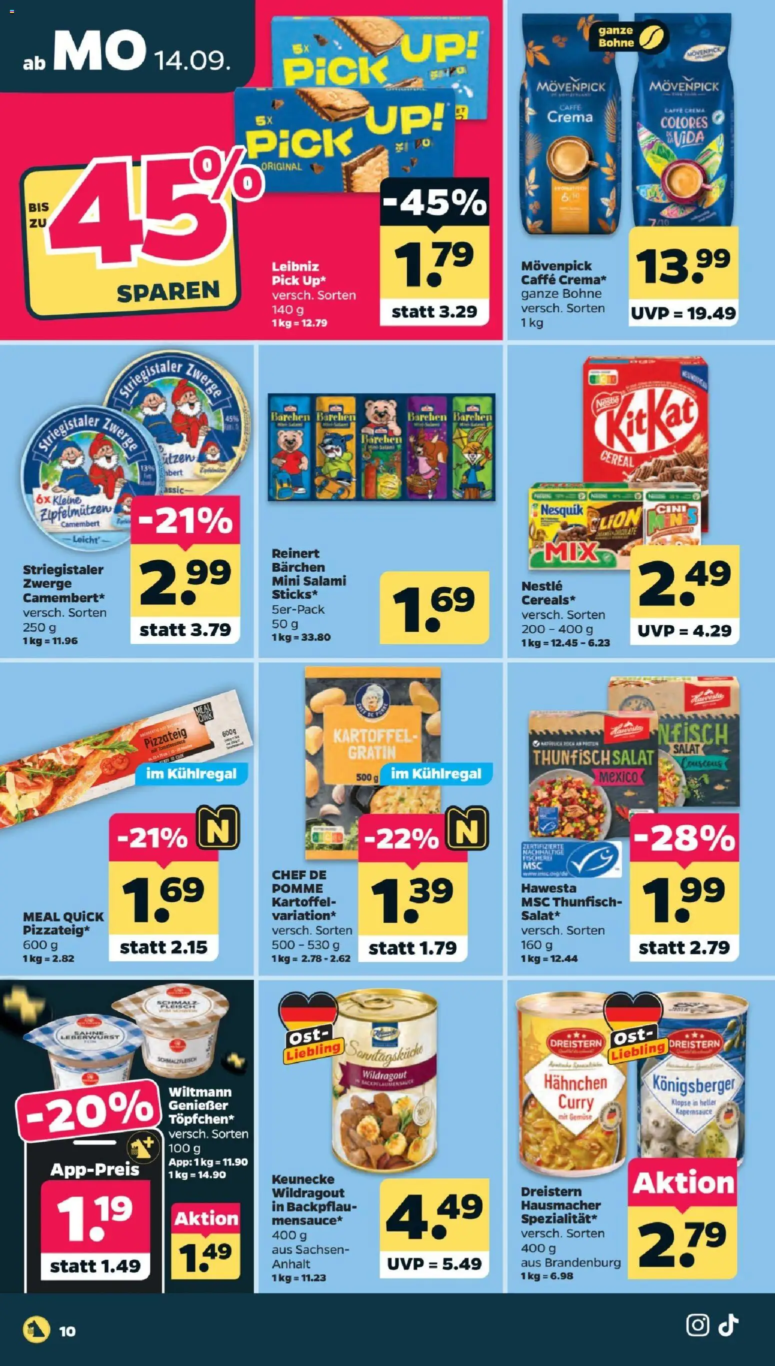 Vorschau von dem Prospekt des Geschäftes Netto, gültig ab dem 14.09.2026 - Gemüse, Salat, Thunfisch, Fleisch, Camembert, Salami, Nesquik, Hahnchen