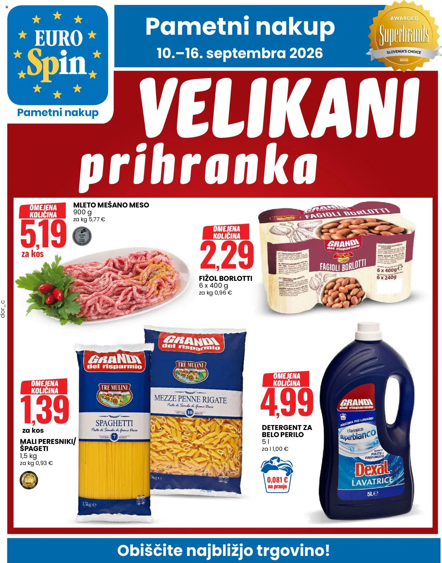 Predogled kataloga iz trgovine Eurospin veljaven od 10.09.2026 - Kos, Spageti, Detergent