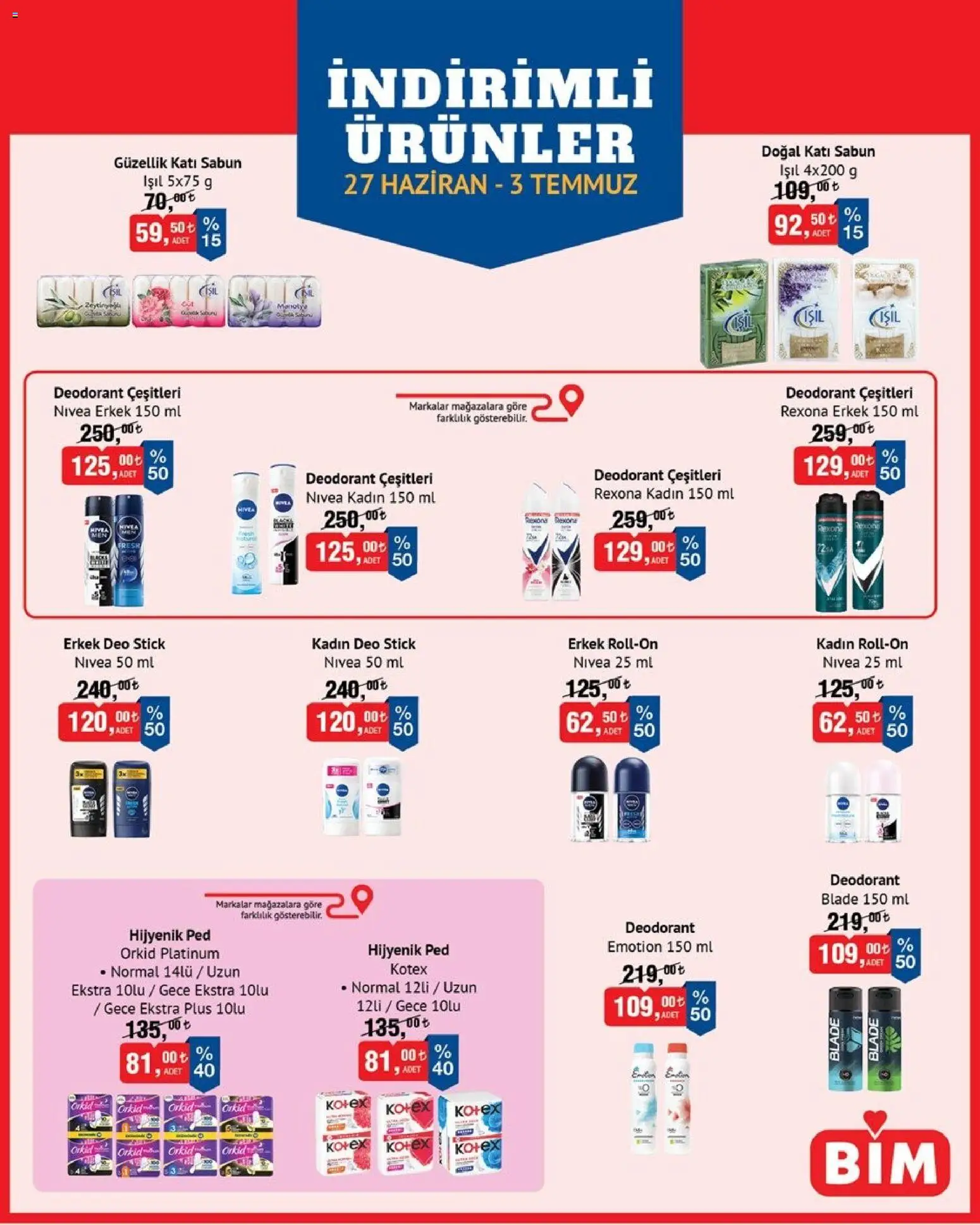 BİM BİM Katalog 27.06.2026 - Broşürünün önizlemesi - Deodorant, Sabun, Hijyenik ped