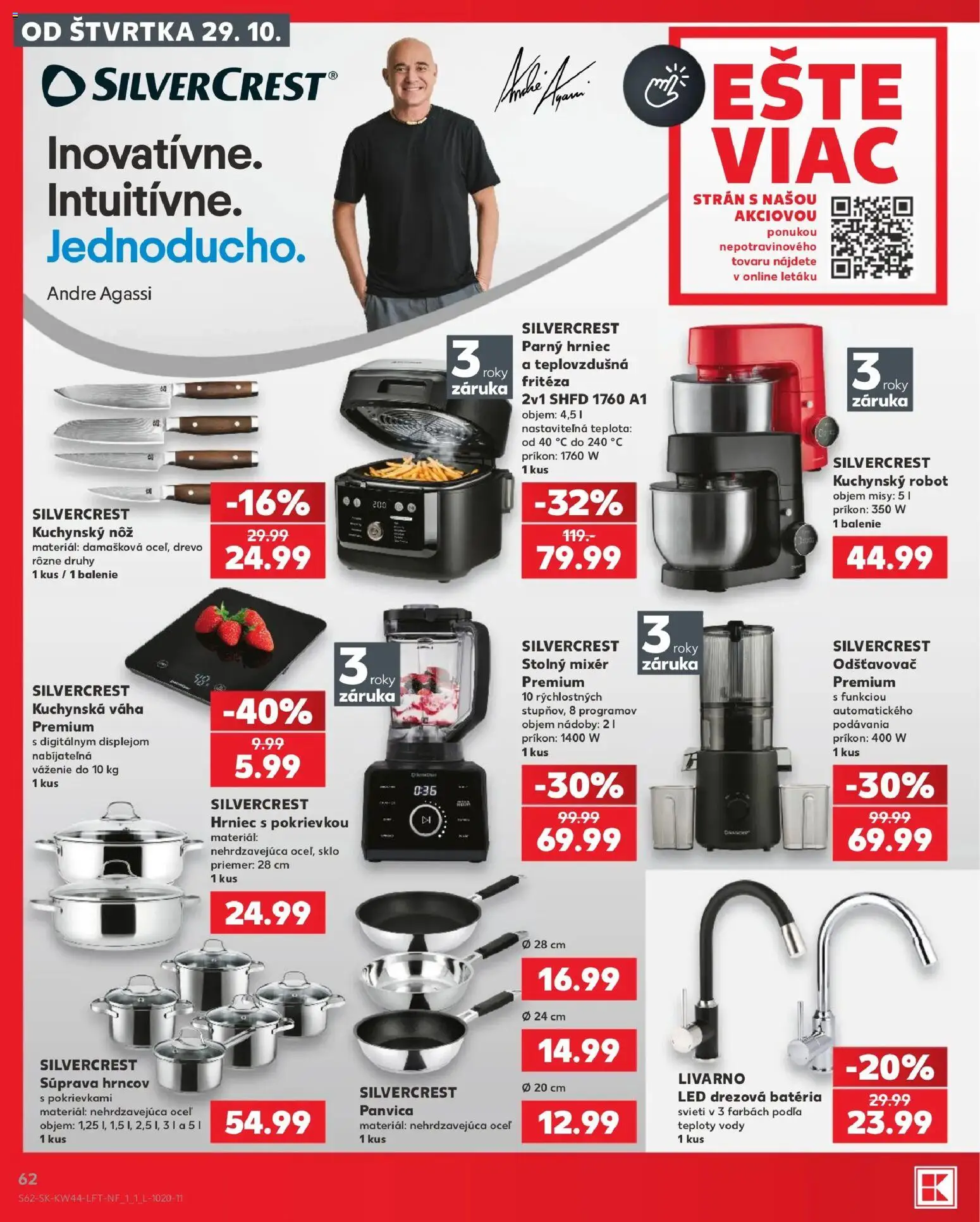 Náhľad Kaufland letáku platného od 29.10.2026 - Kuchynský robot, Odšťavovač, Parný hrniec, Batéria, Panvica, Váha, Mixér, Fritéza