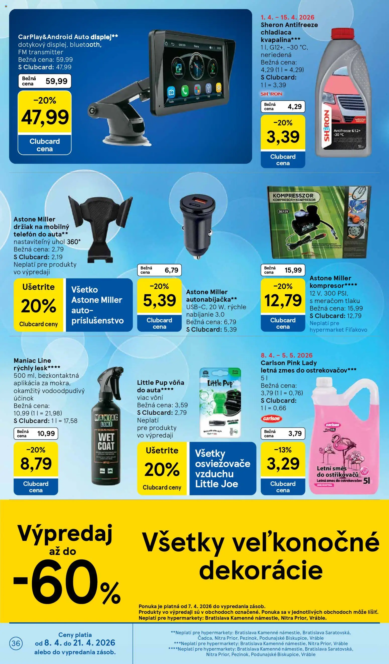 Náhľad Tesco letáku platného od 08.04.2026 - Telefón, Kompresor, Autonabíjačka