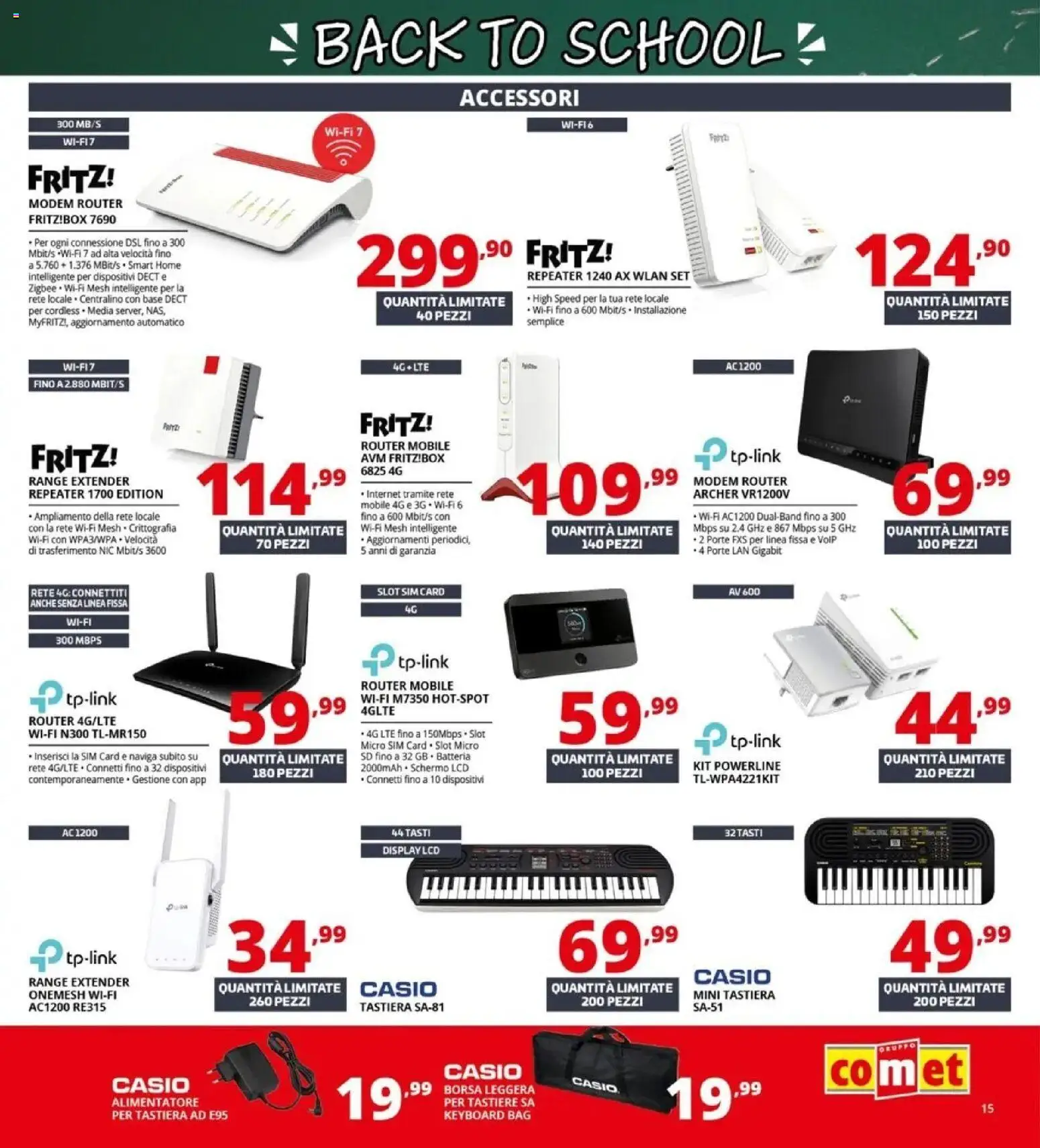 Anteprima dell'opuscolo Comet volantino Back to school dal negozio Comet valido da 20/08/2026 - Borsa, Mobile, Tastiera, Router, Range extender