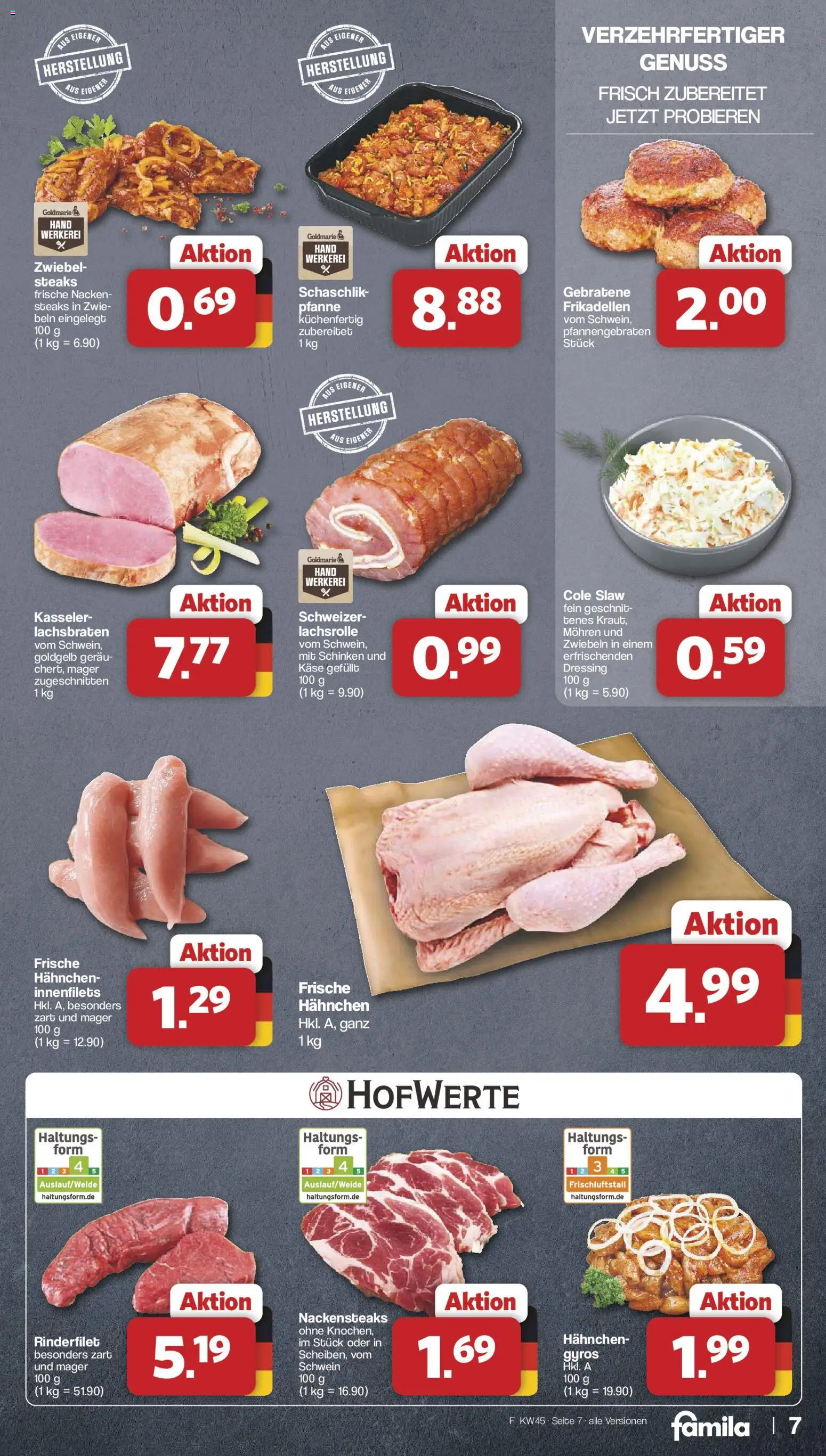 Vorschau von dem Prospekt des Geschäftes Famila Nordwest, gültig ab dem 02.11.2026 - Käse, Gyros, Schinken, Dressing, Zwiebeln, Mohren, Hahnchen, Nackensteaks