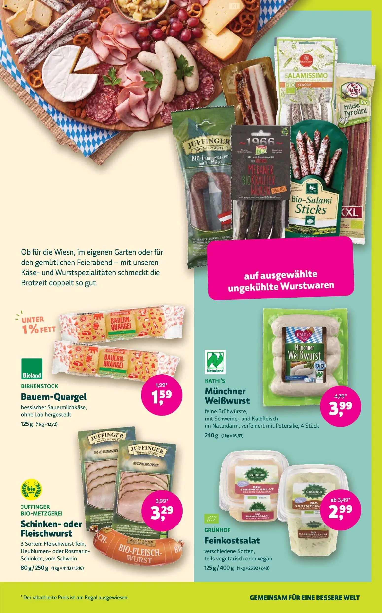 Vorschau von dem Prospekt des Geschäftes BioMarkt, gültig ab dem 09.09.2026 - Käse, Wurst, Regal, Weißwurst, Schinken, Rindfleisch