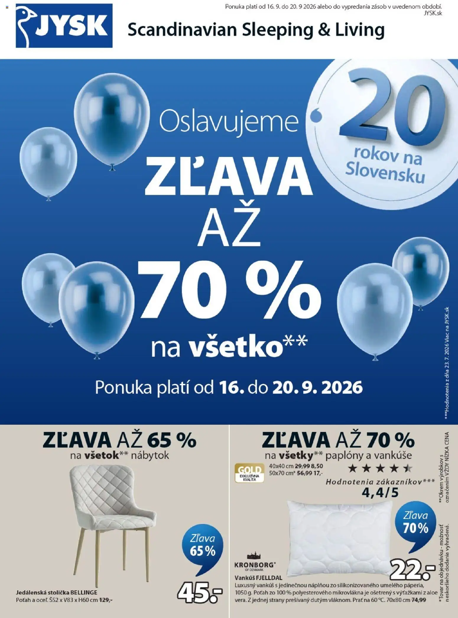 Náhľad JYSK letáku platného od 16.09.2026