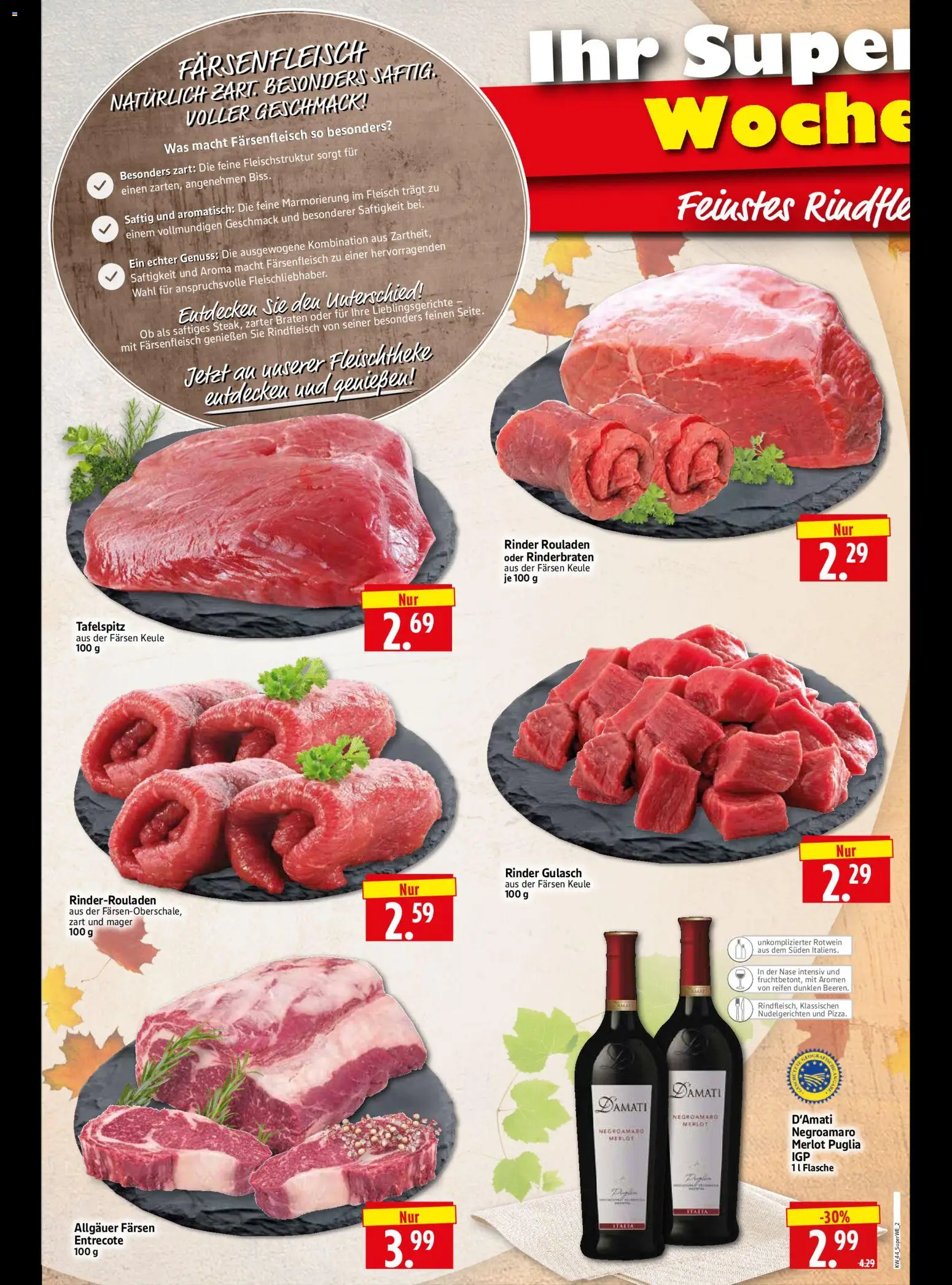Vorschau von dem Prospekt des Geschäftes HERKULES, gültig ab dem 29.10.2026 - Gulasch, Entrecote, Tafelspitz, Rinderrouladen, Rinderbraten, Fleisch, Rindfleisch, Rotwein