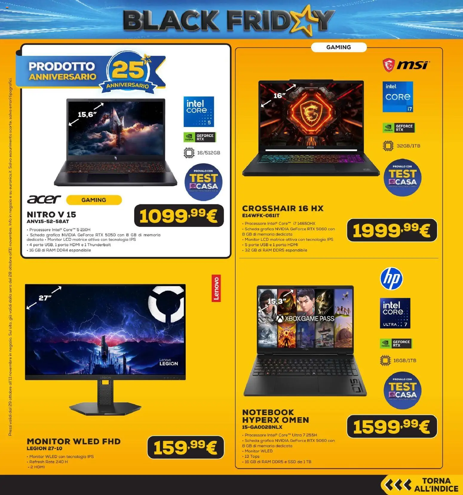 Anteprima dell'opuscolo Euronics Black Friday dal negozio Euronics valido da 29/10/2026 - Xbox, Notebook, Porta, Monitor, USB