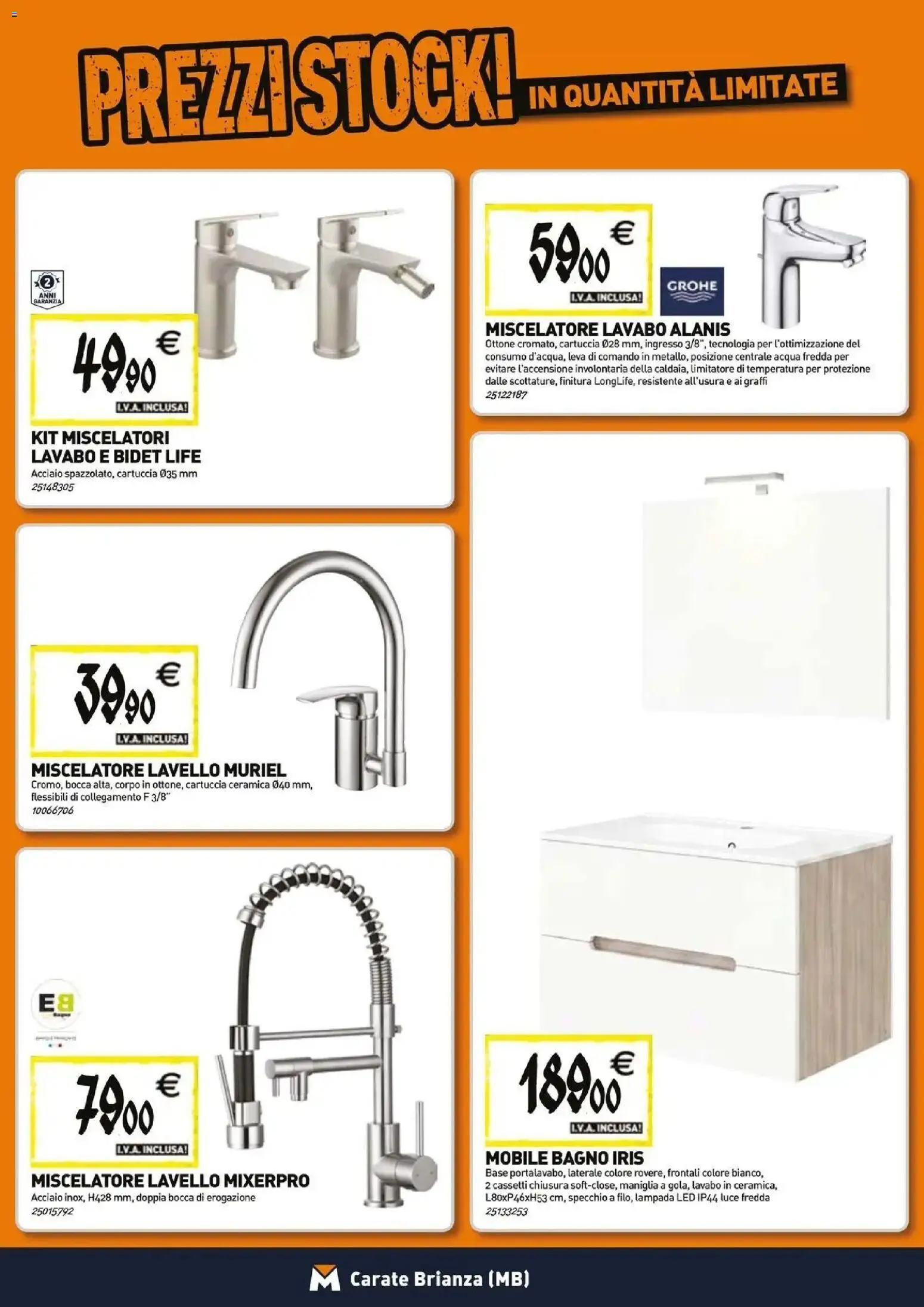 Anteprima dell'opuscolo TECNOMAT catalogo Carate Brianza dal negozio TECNOMAT valido da 29/10/2026 - Acqua, Mobile, Bagno, Specchio, Lavello, Lampada, Miscelatore