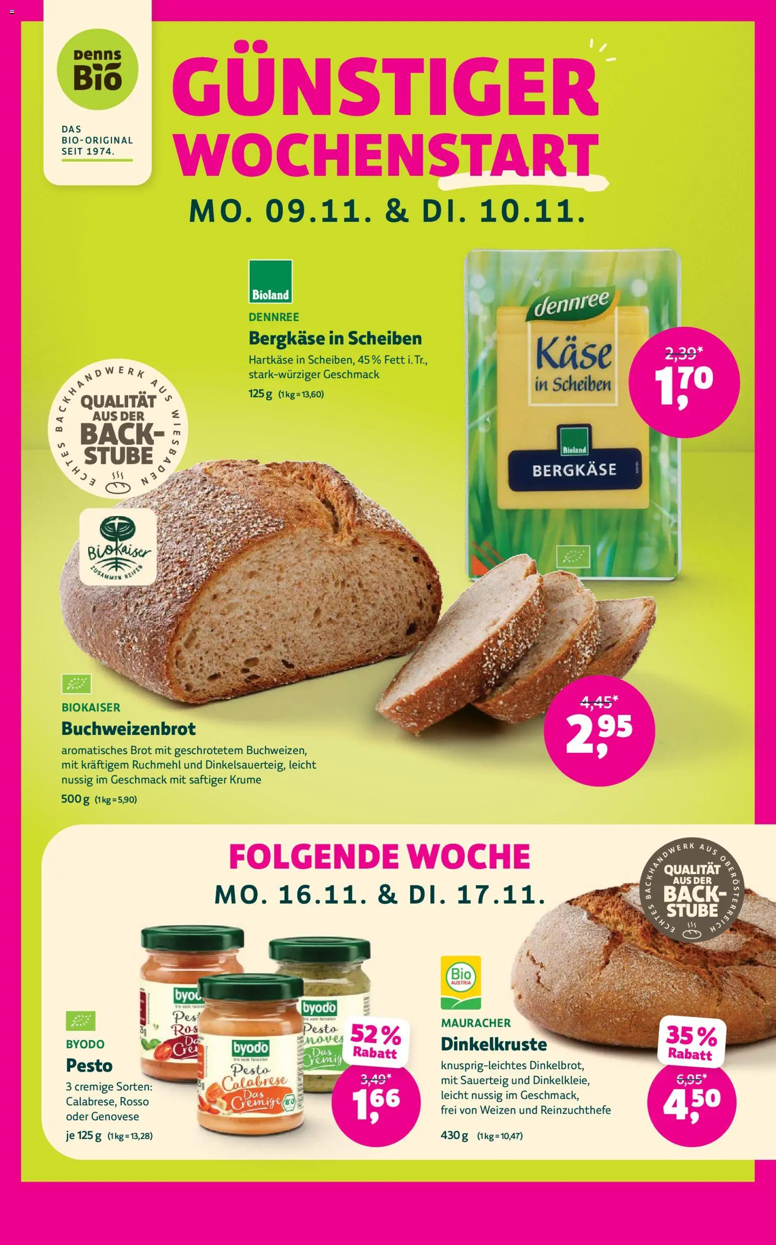 Vorschau von dem Prospekt des Geschäftes Denns BioMarkt, gültig ab dem 04.11.2026 - Käse, Brot