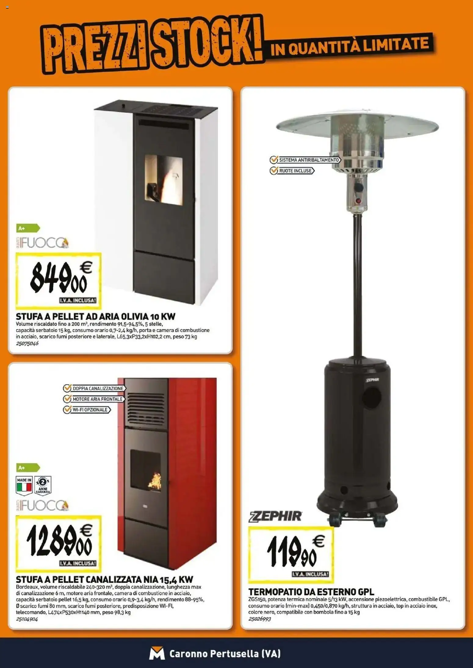 Anteprima dell'opuscolo TECNOMAT catalogo Caronno Pertusella dal negozio TECNOMAT valido da 29/10/2026 - Stufa a pellet, Pellet, Top, Porta, Stufa