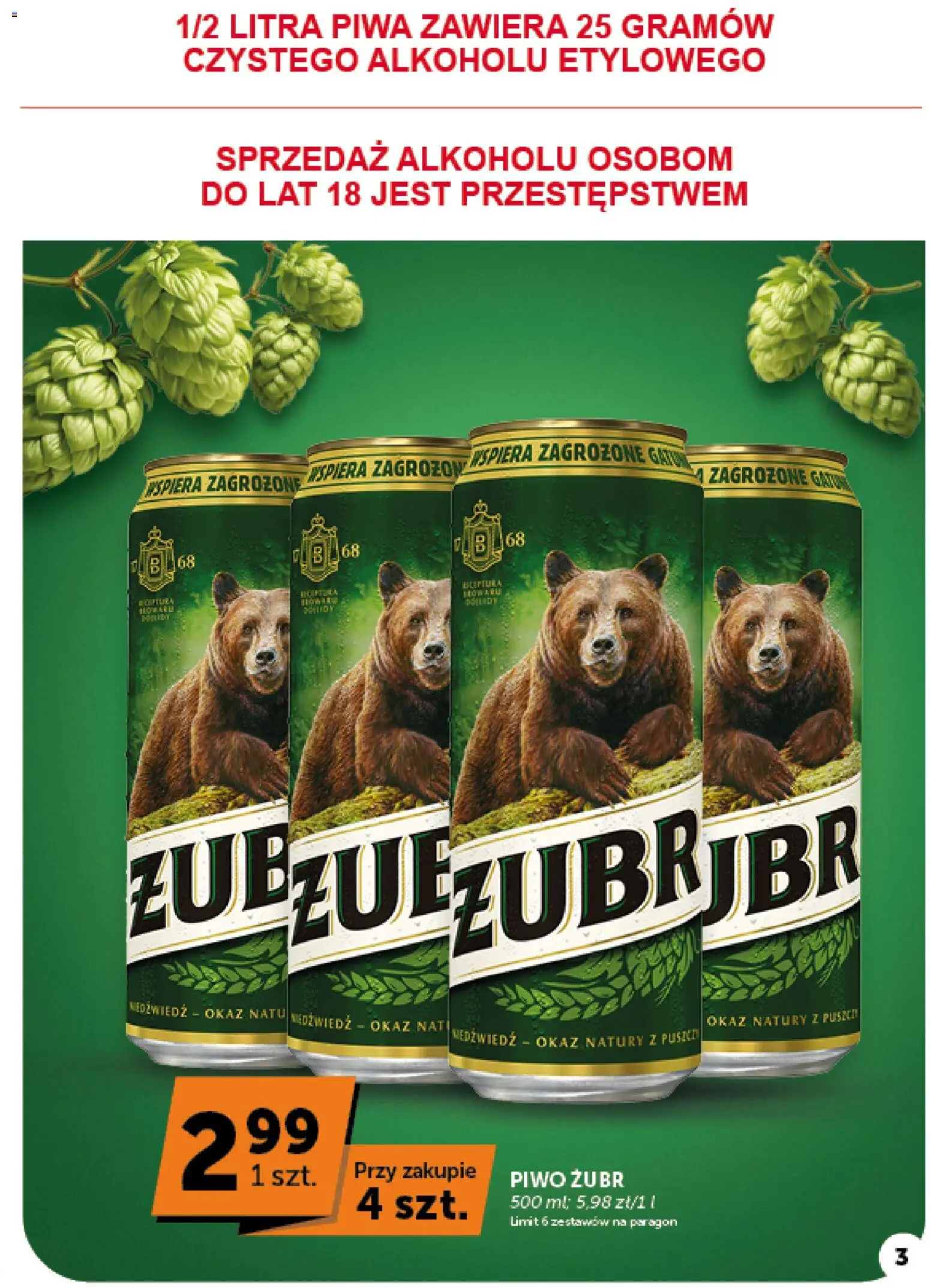 Pogląd gazetki "Euro Sklep gazetka - Market" ze sklepu Euro Sklep ważnej od 08.10.2026 - Piwo, Piwo żubr