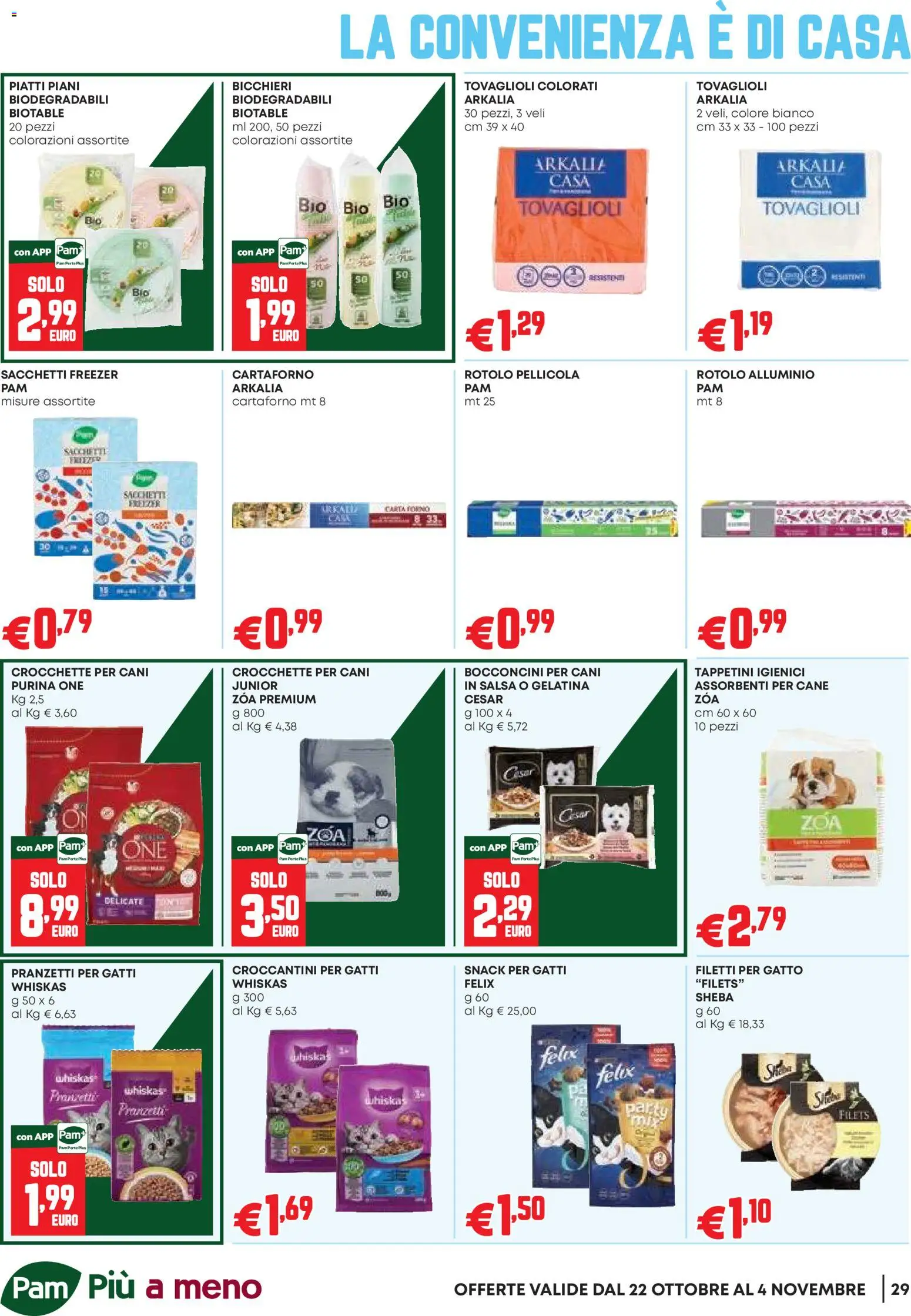 Anteprima dell'opuscolo PAM volantino Occasioni Extra dal negozio PAM valido da 22/10/2026 - Forno, Piatti, Freezer, Alluminio, Salsa, Crocchette per cani, Pellicola, Carta forno