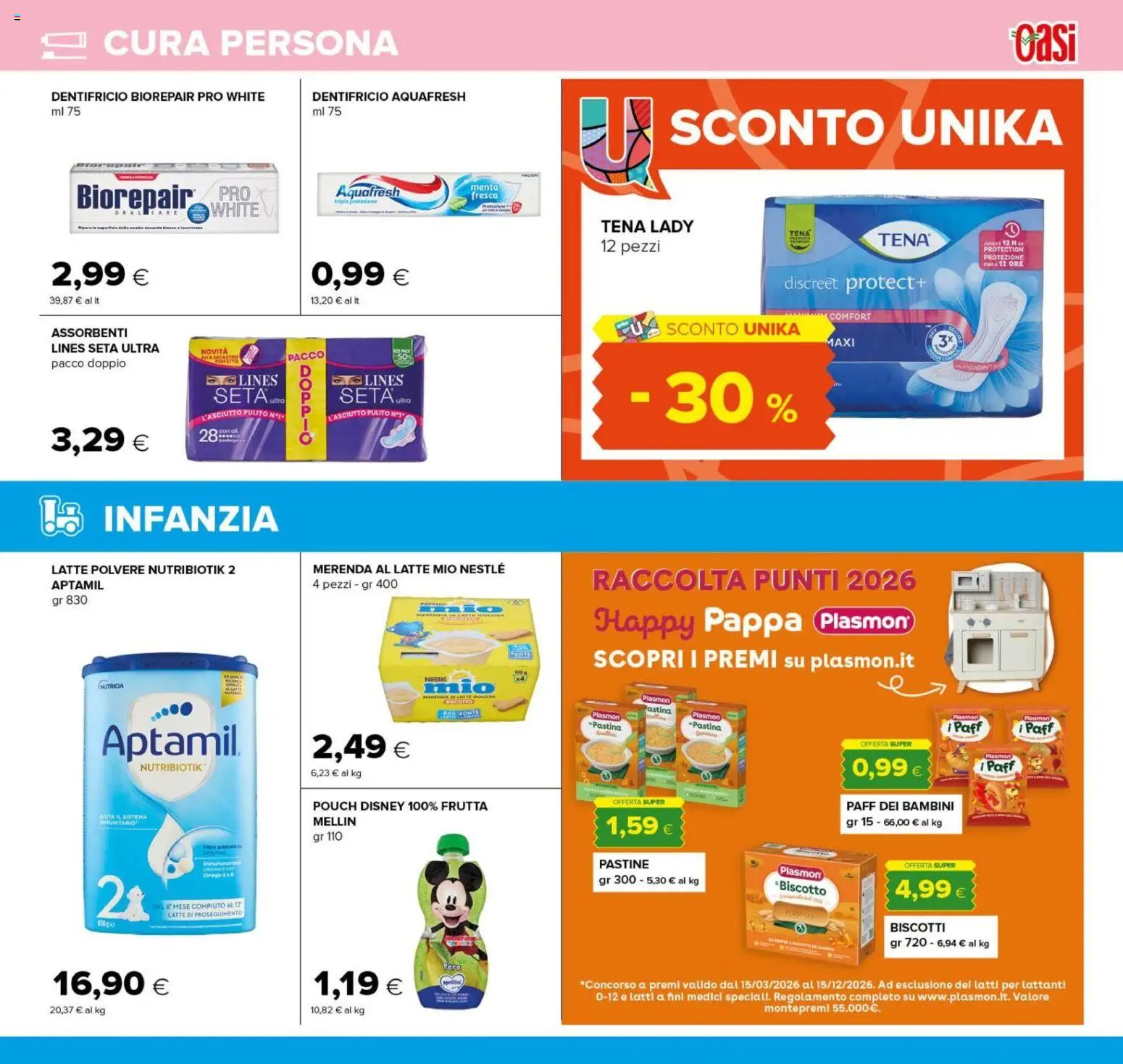 Anteprima dell'opuscolo Oasi volantino Perugia dal negozio Oasi valido da 04/09/2026 - Biscotti, Latte, Frutta, Menta, Assorbenti, Dentifricio