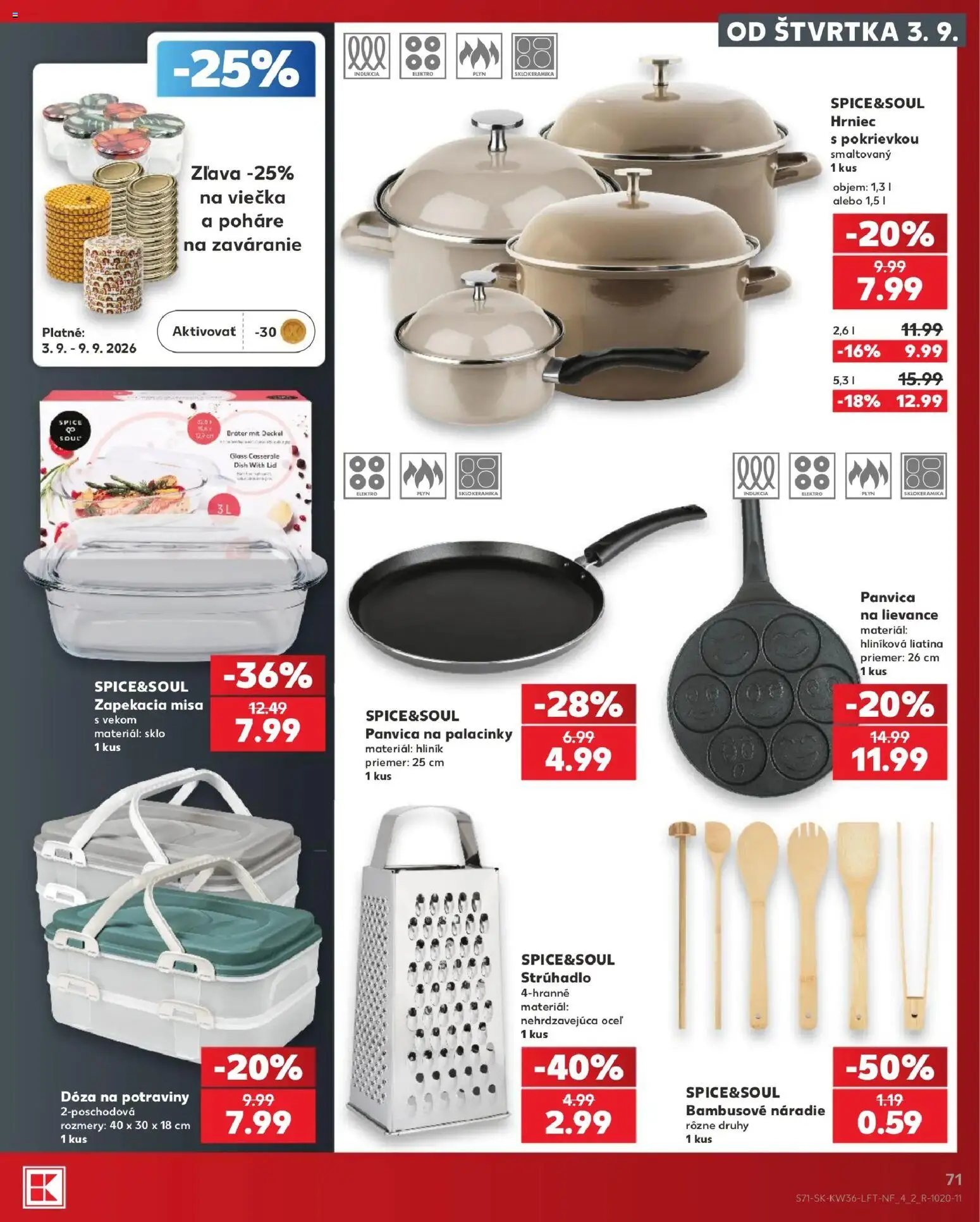 Náhľad Kaufland letáku platného od 03.09.2026 - Náradie, Panvica, Poháre, Indukcia, Strúhadlo