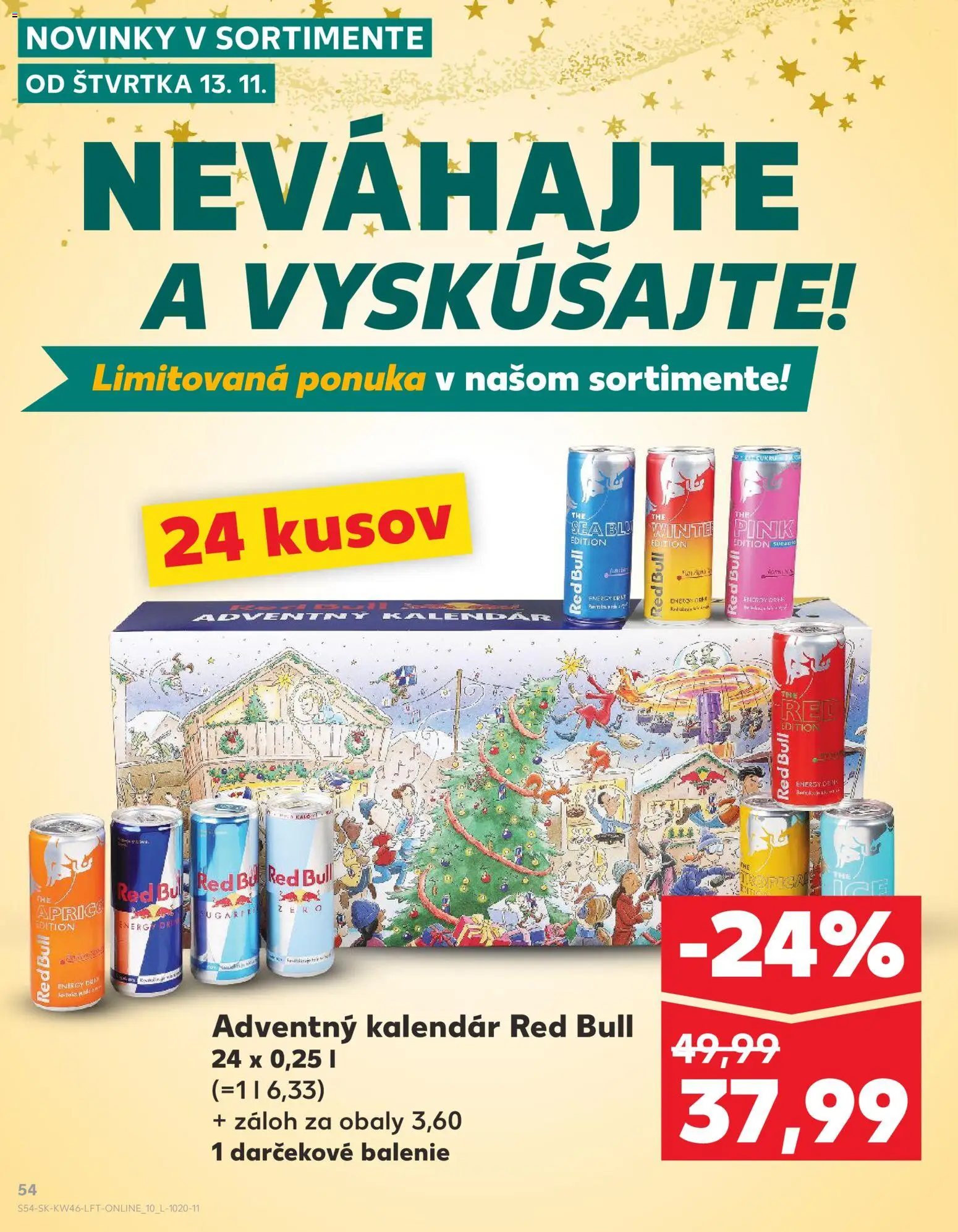 Náhľad Kaufland letáku platného od 13.11.2025 - Red Bull, Adventný kalendár