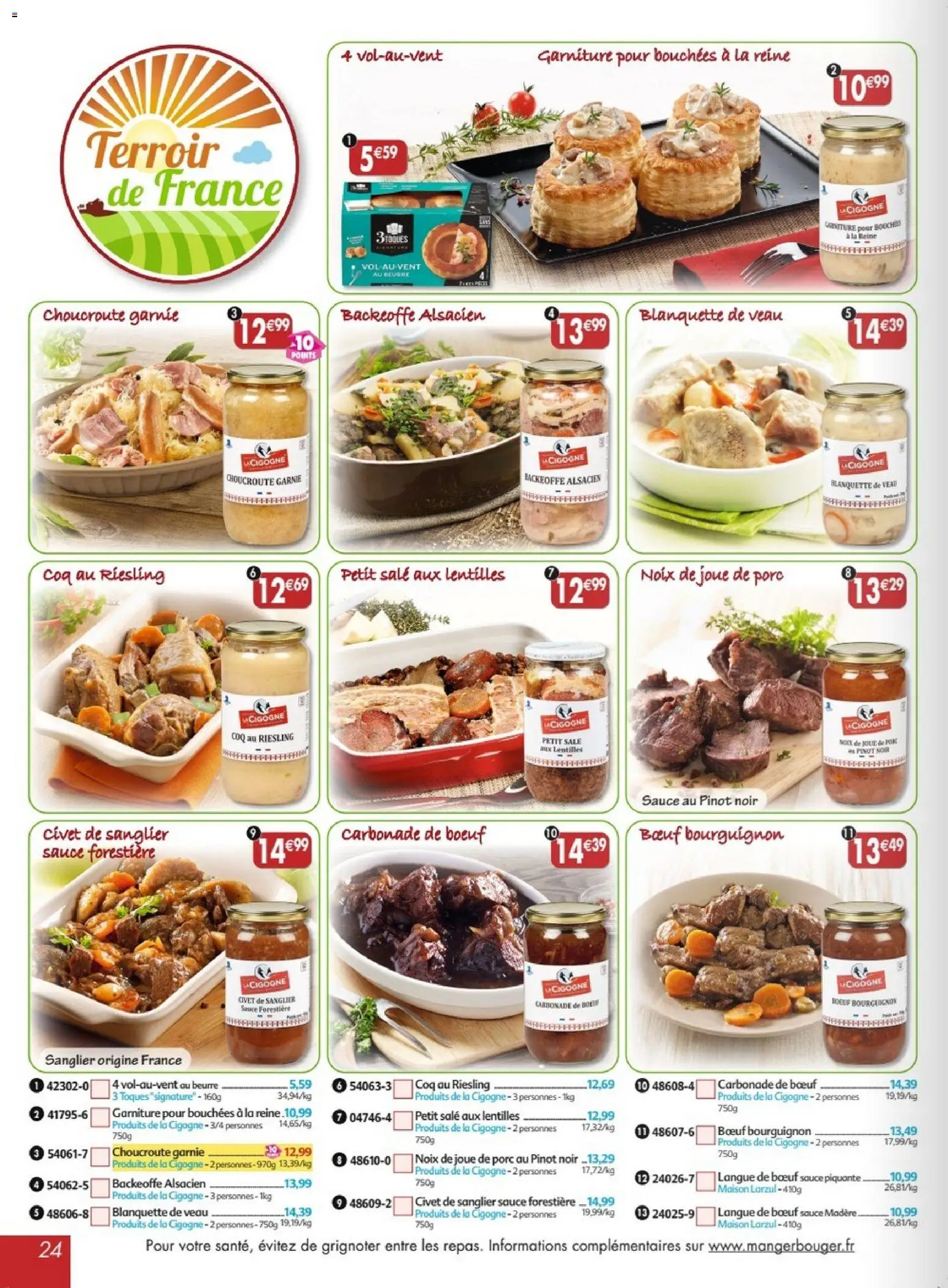 Prévisualisation de Maximo catalogue epicerie du magasin Maximo formulaire valide 26/10/2026 - Blanquette de veau, Choucroute, Beurre, Noix, Joue de porc, Bœuf bourguignon, Pinot noir, Porc