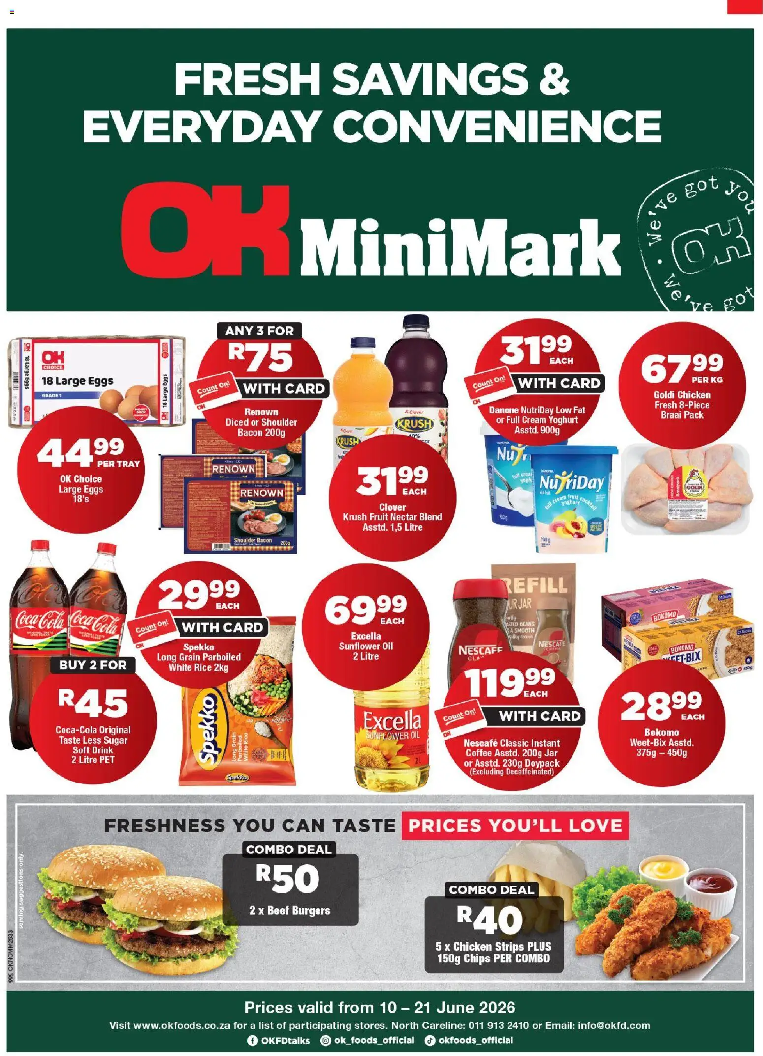 Preview of OK Foods flyer valid from 10/06/2026 - Chicken, Eggs, Burgers, Fruit, Sugar, Beans, Yoghurt, Beef
