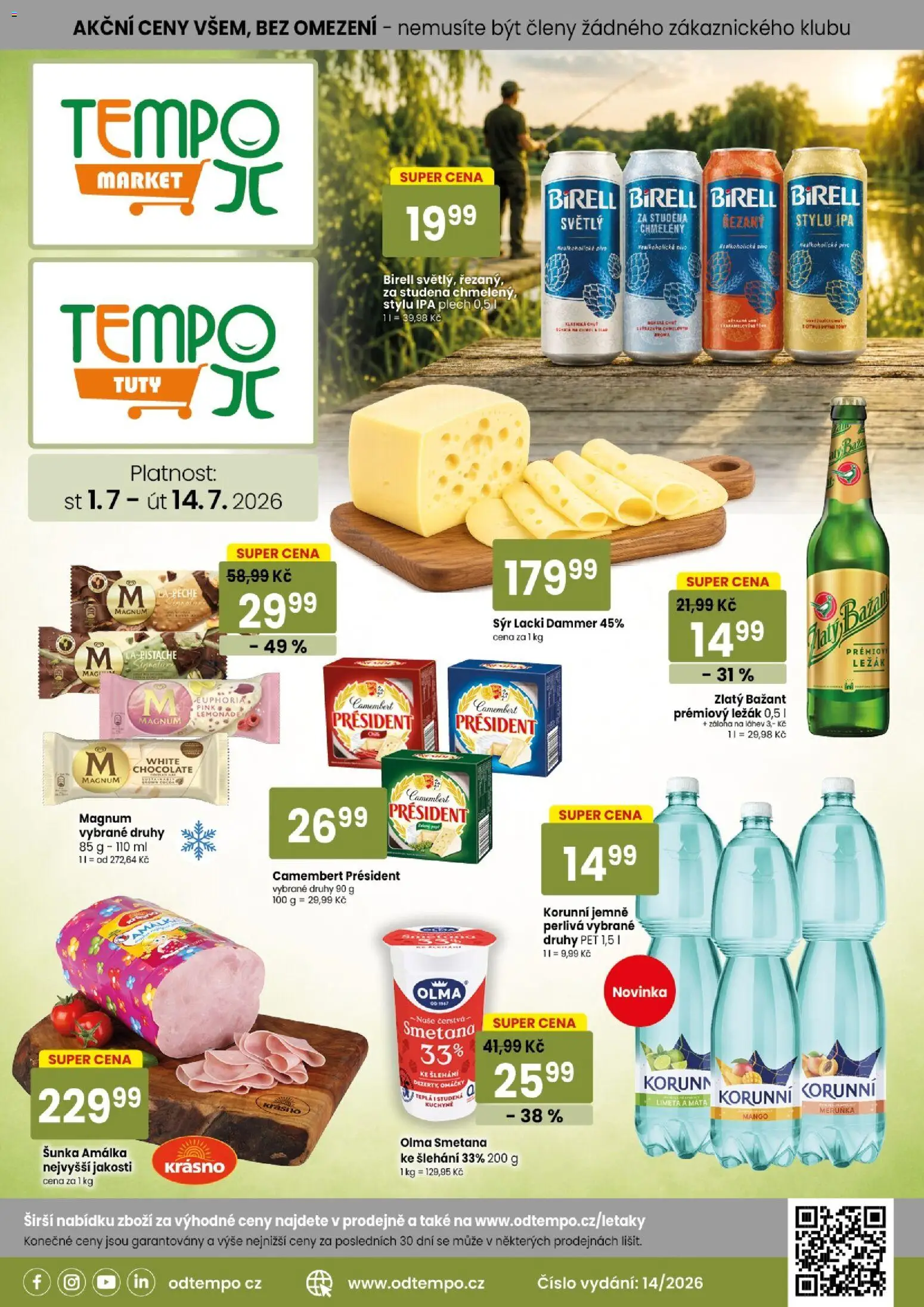 Náhled nabídky: Tempo Tempo leták platný od 01.07.2026 - Kuchyně, Sýr, Birell, Omáčky, Camembert, Plech, Láhev, Nealkoholické pivo