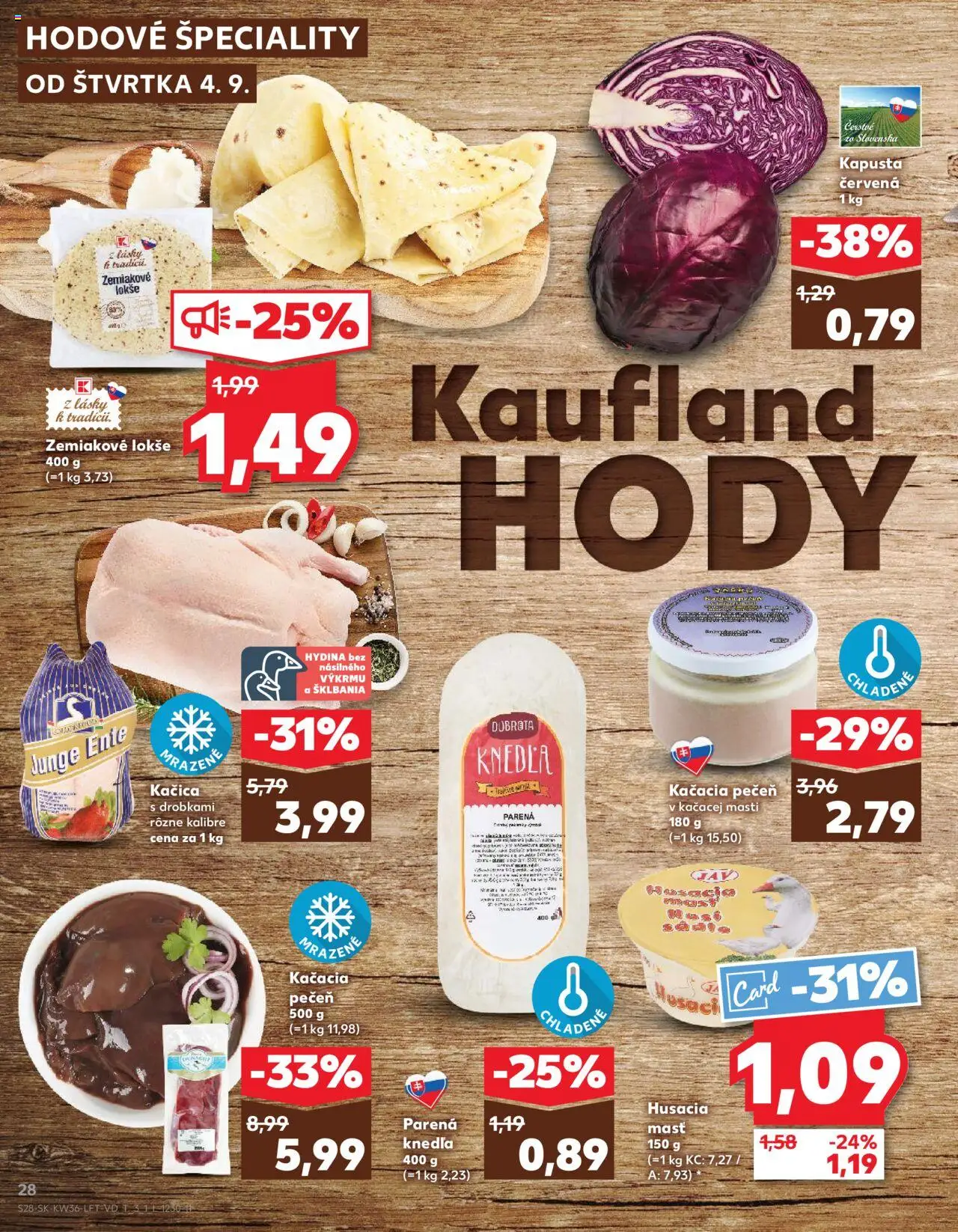 Náhľad Kaufland letáku platného od 04.09.2025 - Pečeň, Kapusta, Kačica, Kapusta červená