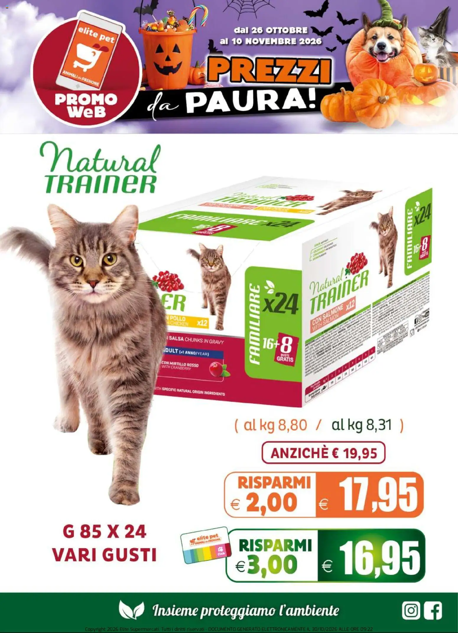 Anteprima dell'opuscolo Elite Supermercati volantino Pet dal negozio Elite Supermercati valido da 26/10/2026 - Pollo, Salmone, Salsa