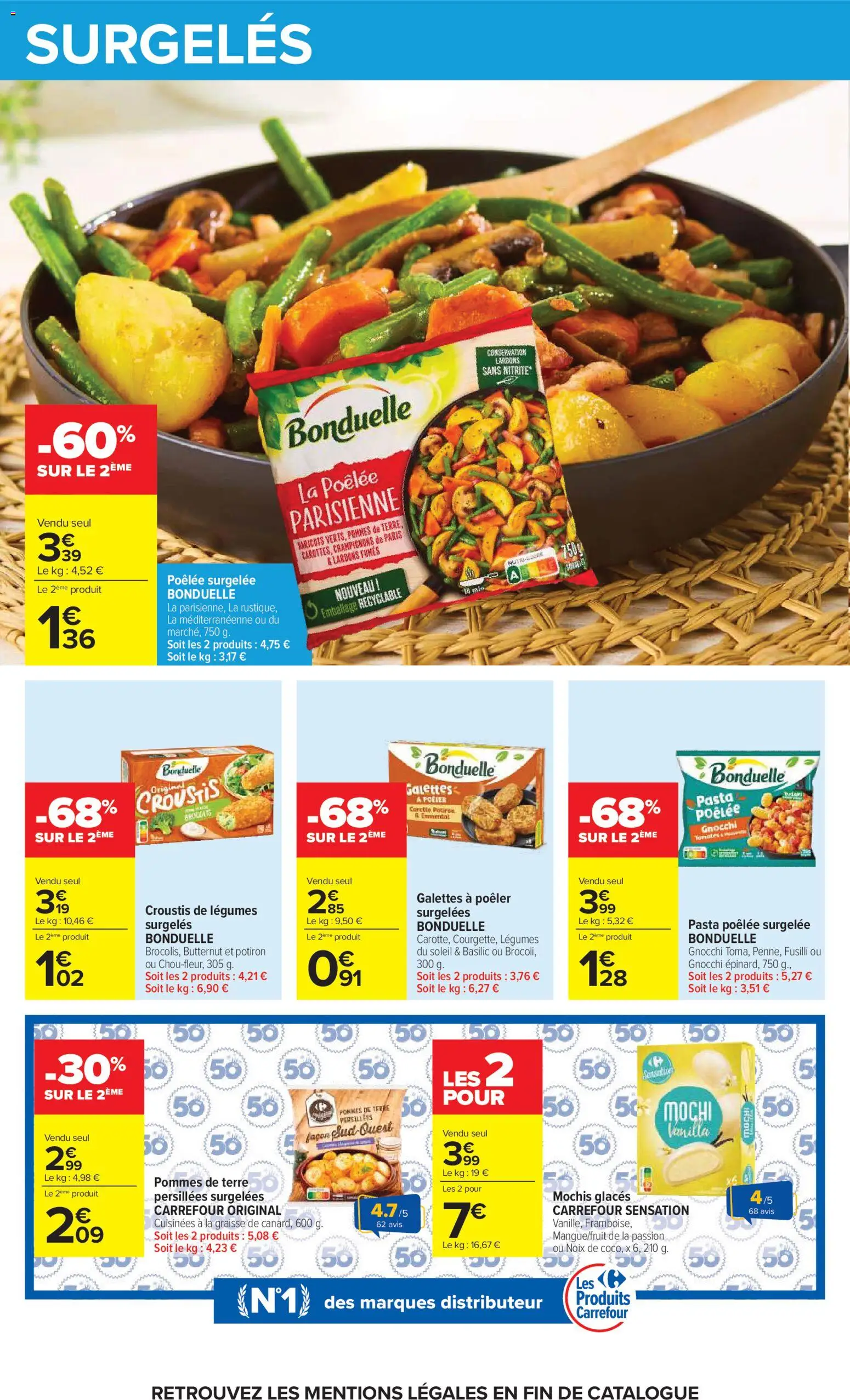 Prévisualisation de Carrefour catalogue du magasin Carrefour formulaire valide 20/10/2026 - Butternut, Mochis, Mochi, Pommes de terre, Fusilli, Lardons, Emmental, Graisse de canard