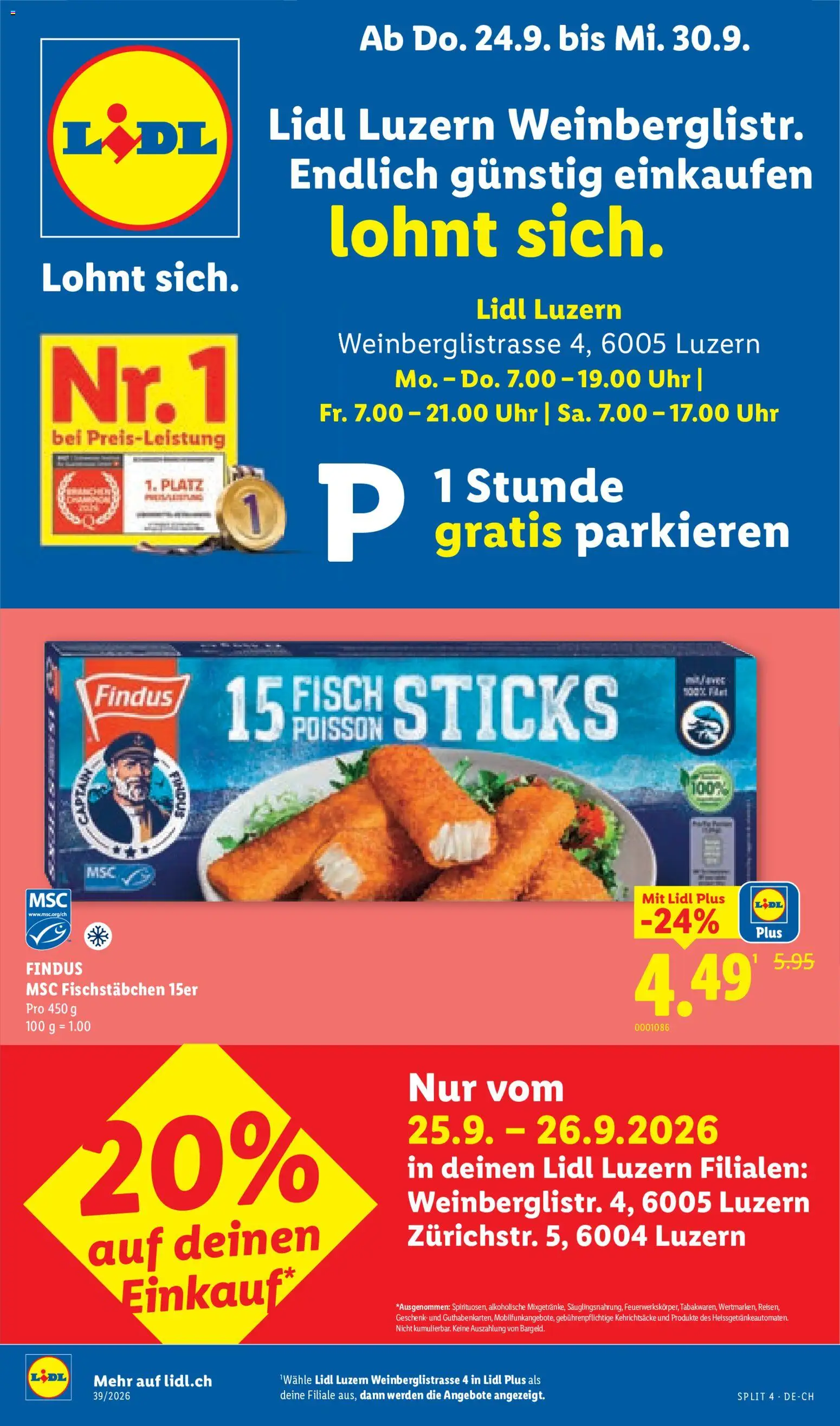 Vorschau des Merkblatts Lidl aktionen Luzern vom Shop Lidl gültig von 24.09.2026 bis 30.09.2026 - Uhr, Fisch