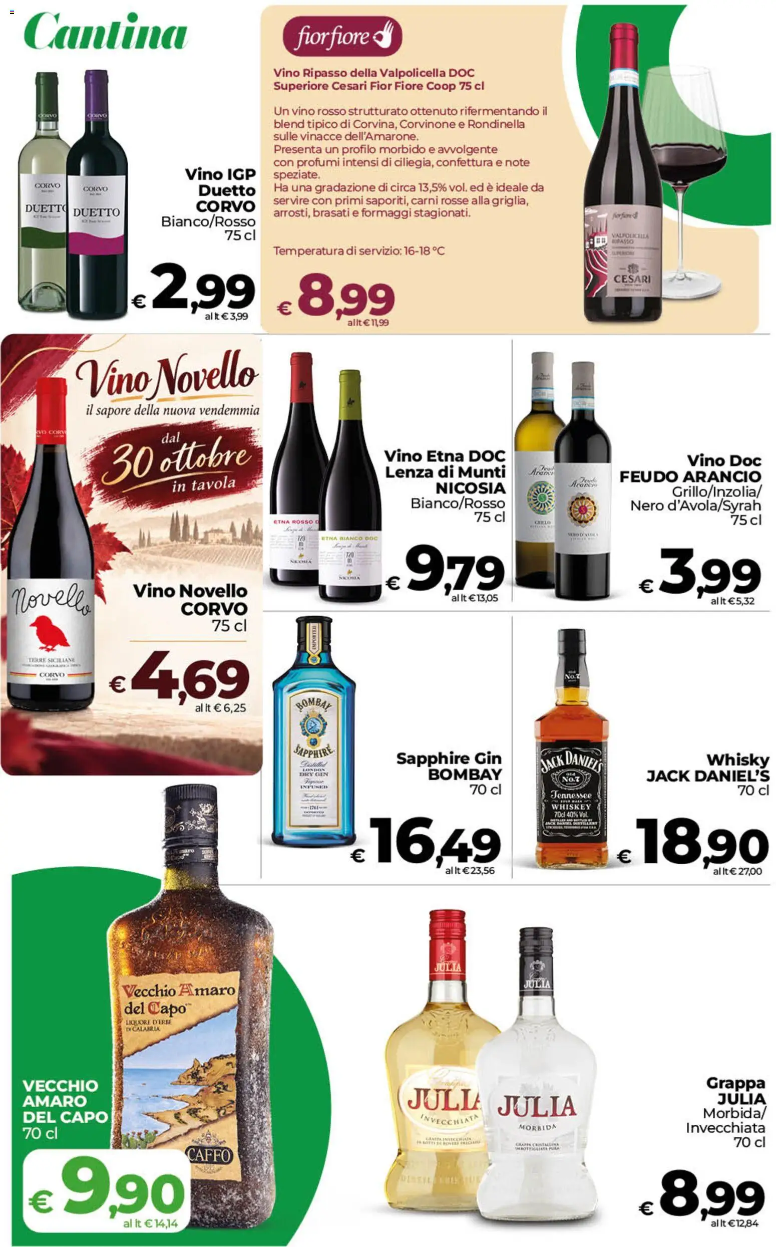 Anteprima dell'opuscolo COOP volantino inCoop Sicilia dal negozio COOP valido da 23/10/2026 - Vino, Gin, Whisky, Grappa, Amaro, Liquore, Gin Bombay, Jack Daniel’s