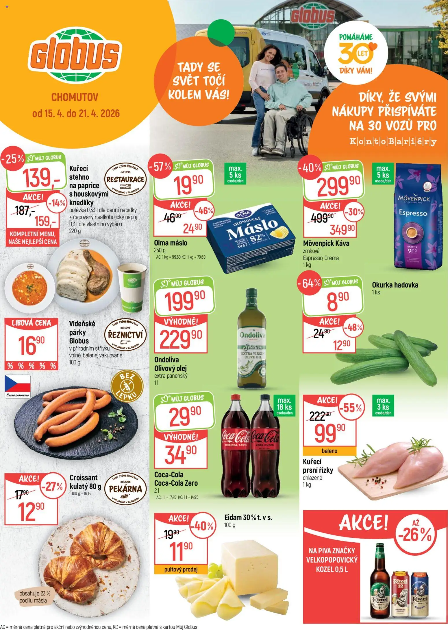 Náhled nabídky: Globus Globus leták - Chomutov platný od 15.04.2026 - Globus, Pekárna, Coca cola, Kozel, Párky, Hadovka, Řízky, Crema