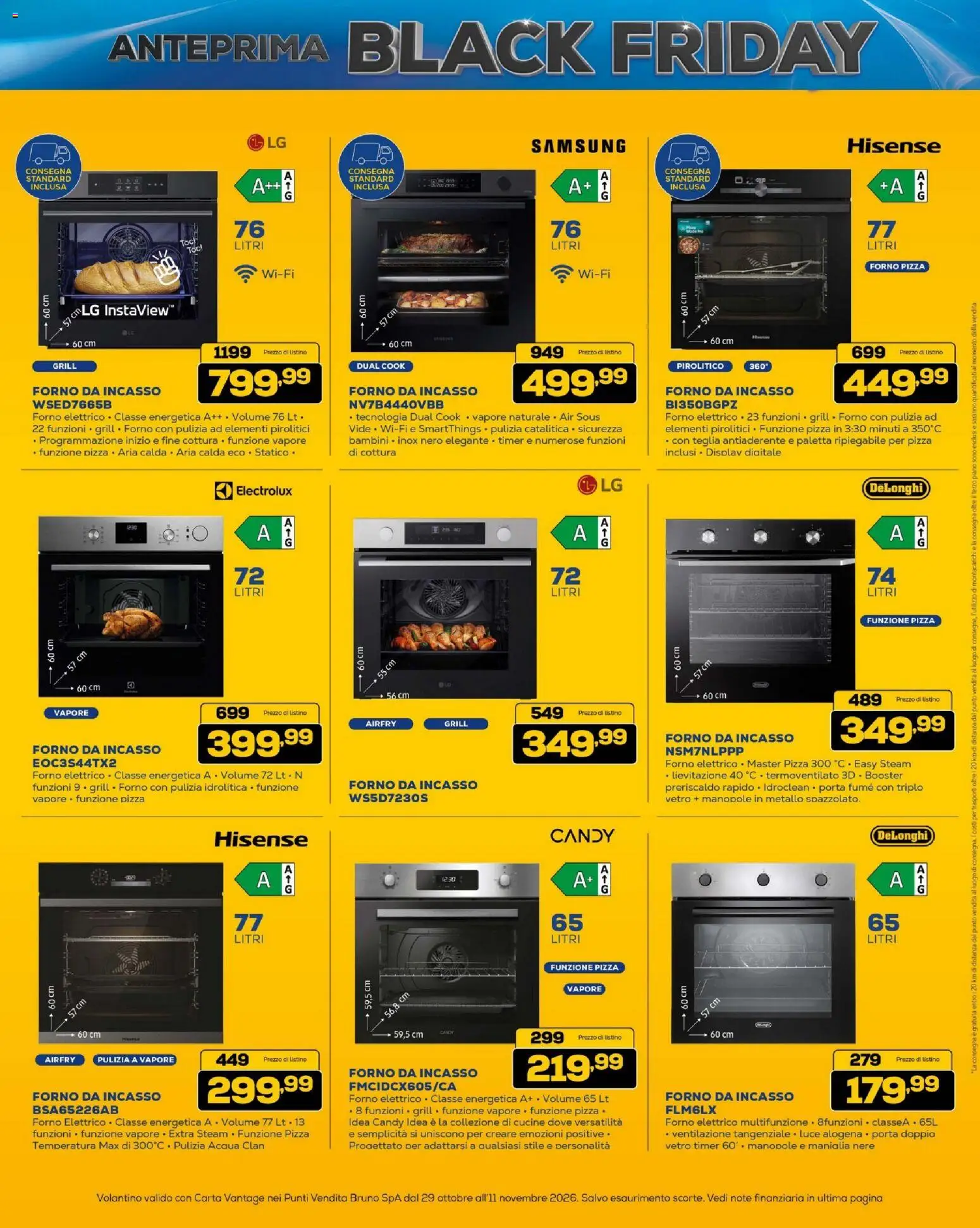 Anteprima dell'opuscolo BRUNO Black Friday ML dal negozio BRUNO valido da 29/10/2026 - Pizza, Samsung, Acqua, Forno, Forno elettrico, Porta, Teglia, Paletta