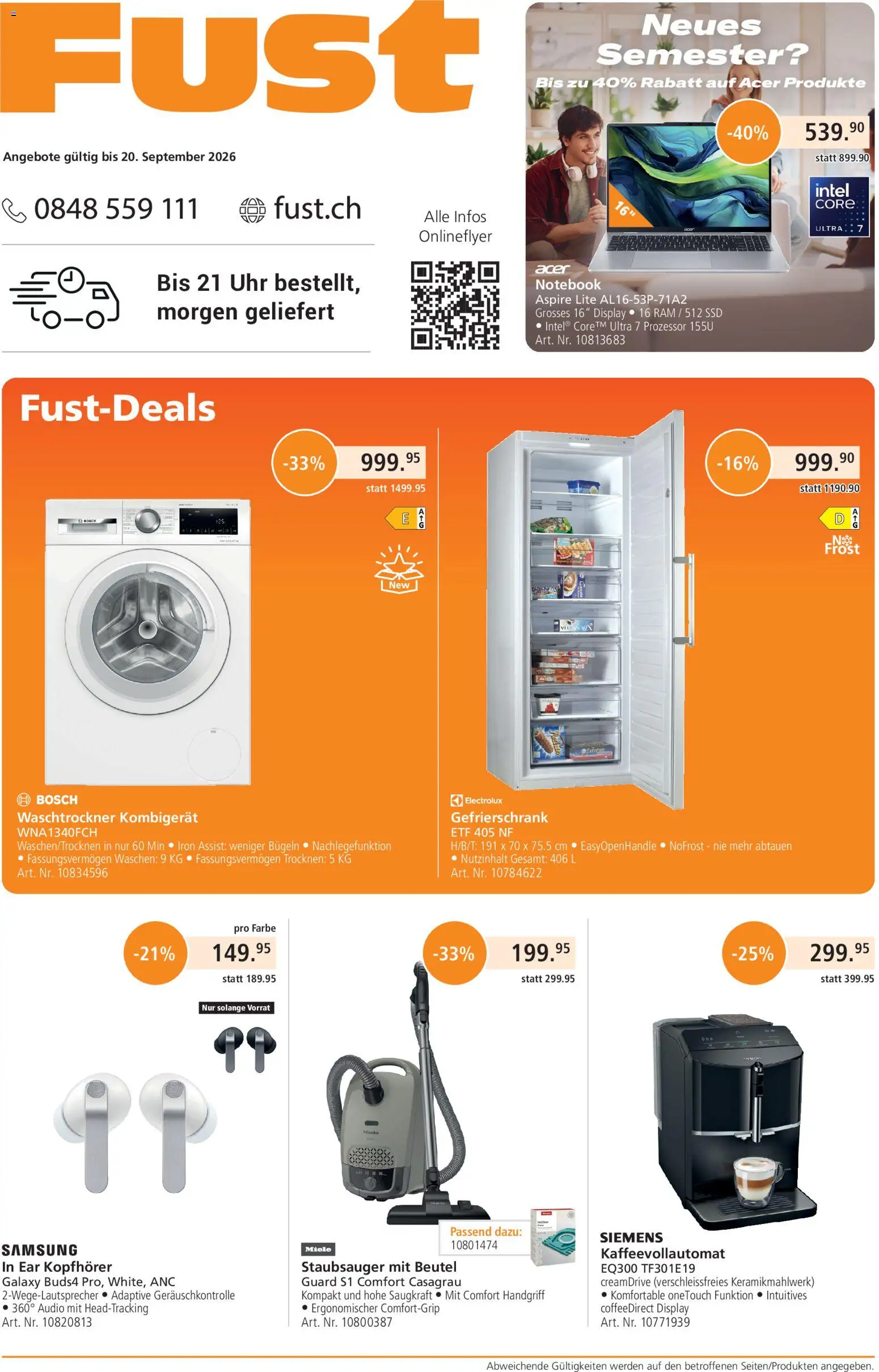 Vorschau des Merkblatts Fust aktionen vom Shop Fust gültig von 24.08.2026 bis 20.09.2026