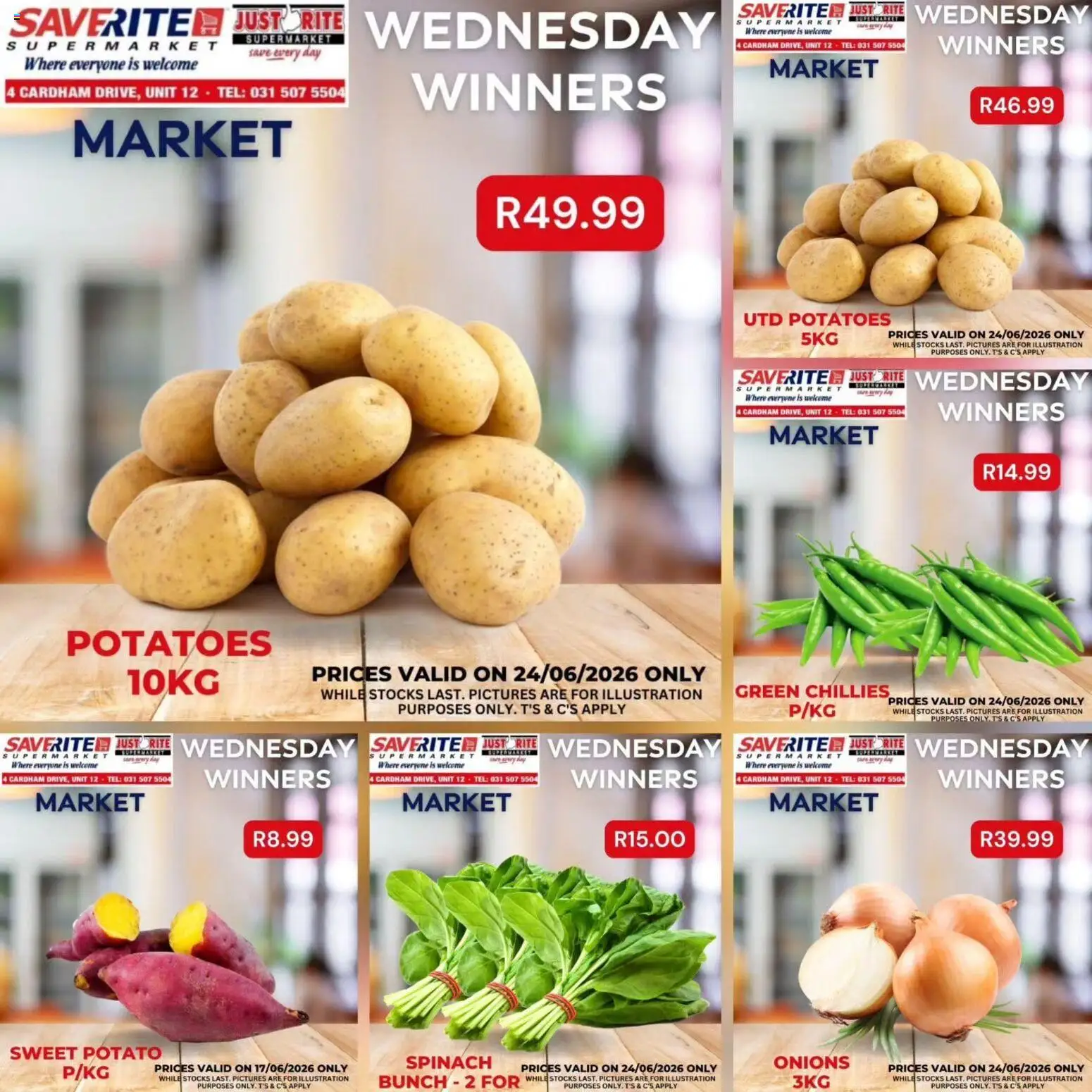 Preview of Saverite flyer valid from 24/06/2026 - Potatoes, Onions