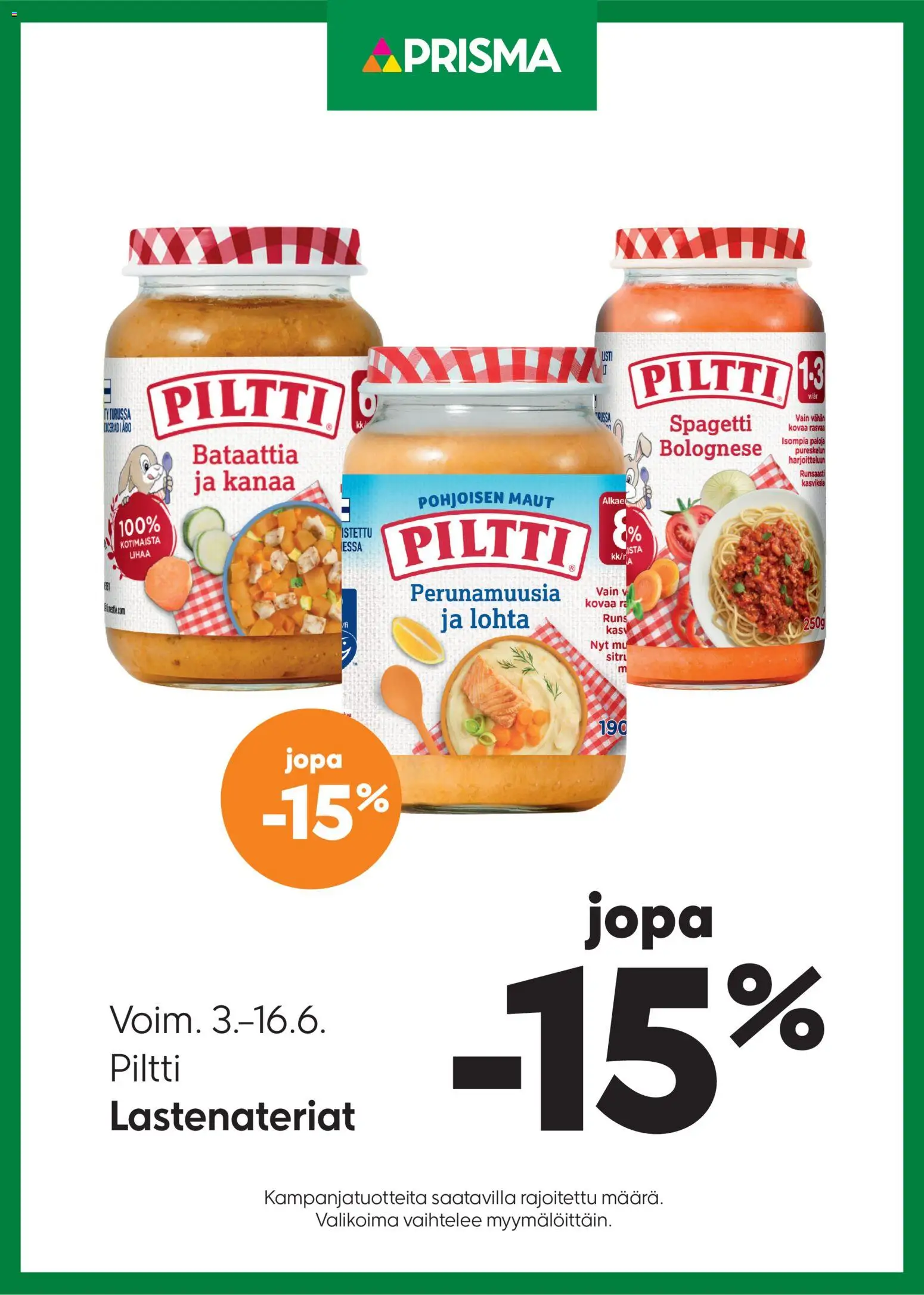 Kaupan Prisma Prisma tarjoukset Piltti esikatselu, voimassa 03/06/2026 - Spagetti