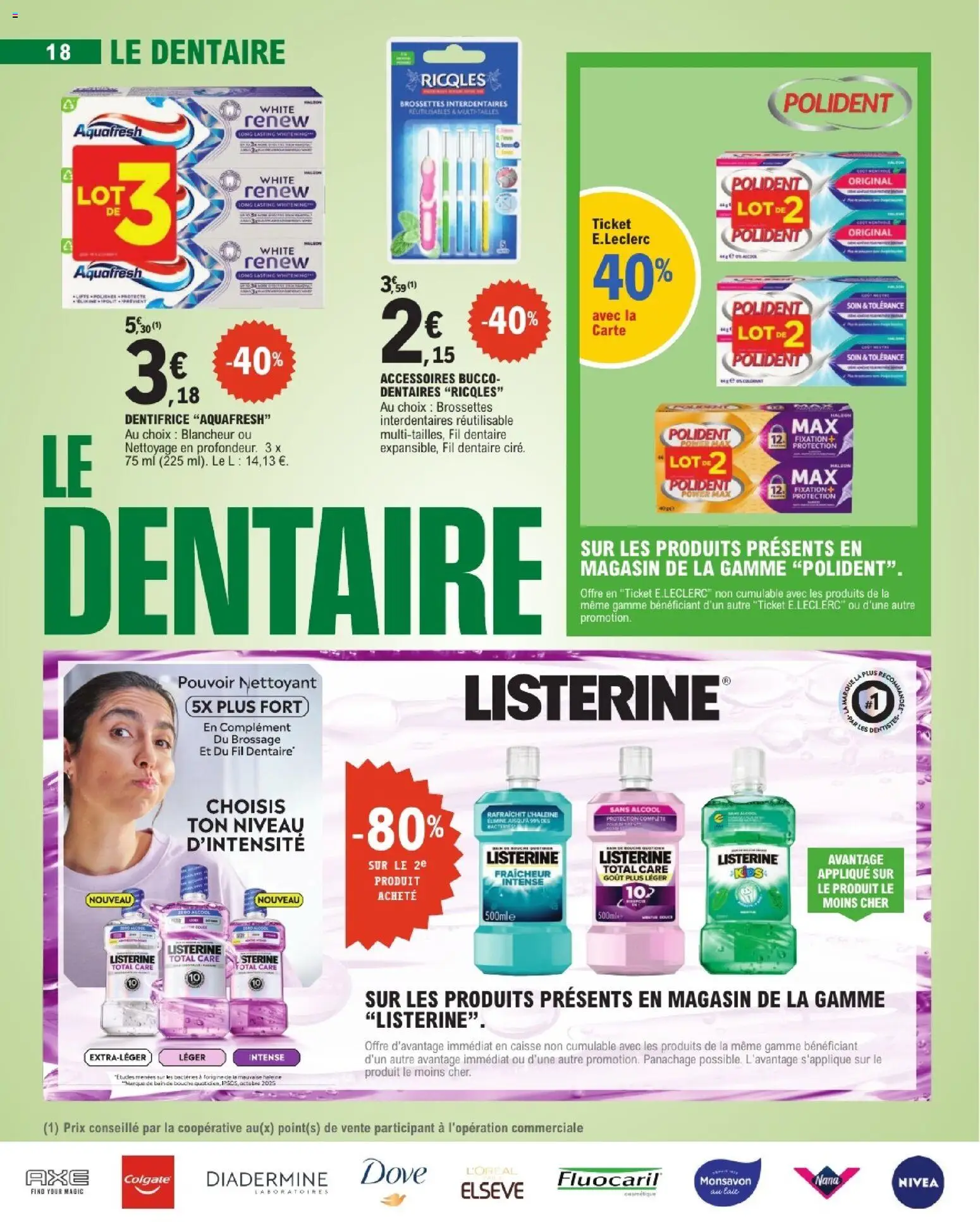 Prévisualisation de E.Leclerc Beaute automne du magasin E.Leclerc formulaire valide 01/09/2026 - Dentifrice, Bain de bouche, Listerine, Monsavon, Alcool