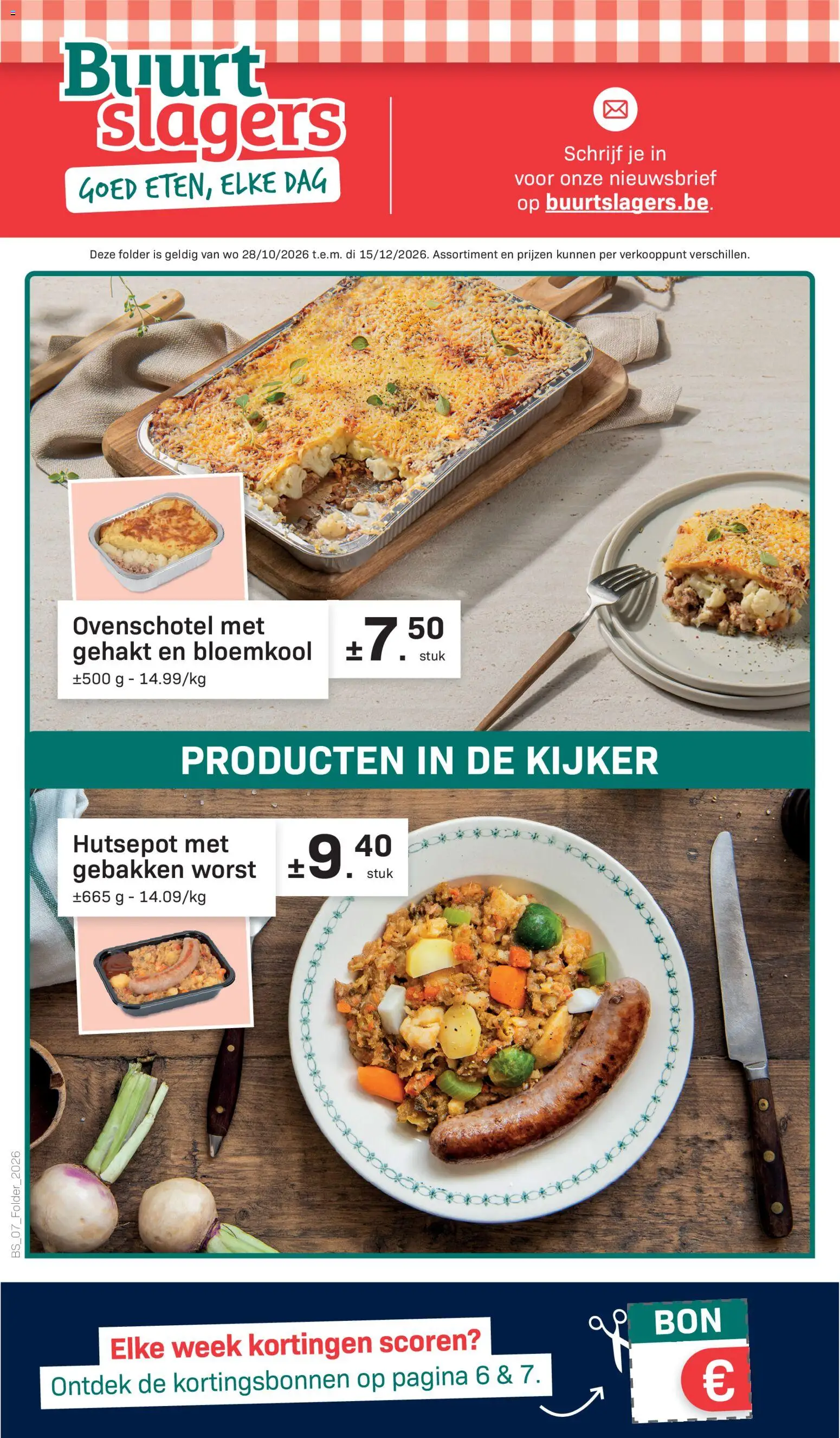 Voorbeeld van Buurtslagers Folder / Publicité van winkel Buurtslagers geldig vanaf 28/10/2026 - Bloemkool, Gehakt, Worst