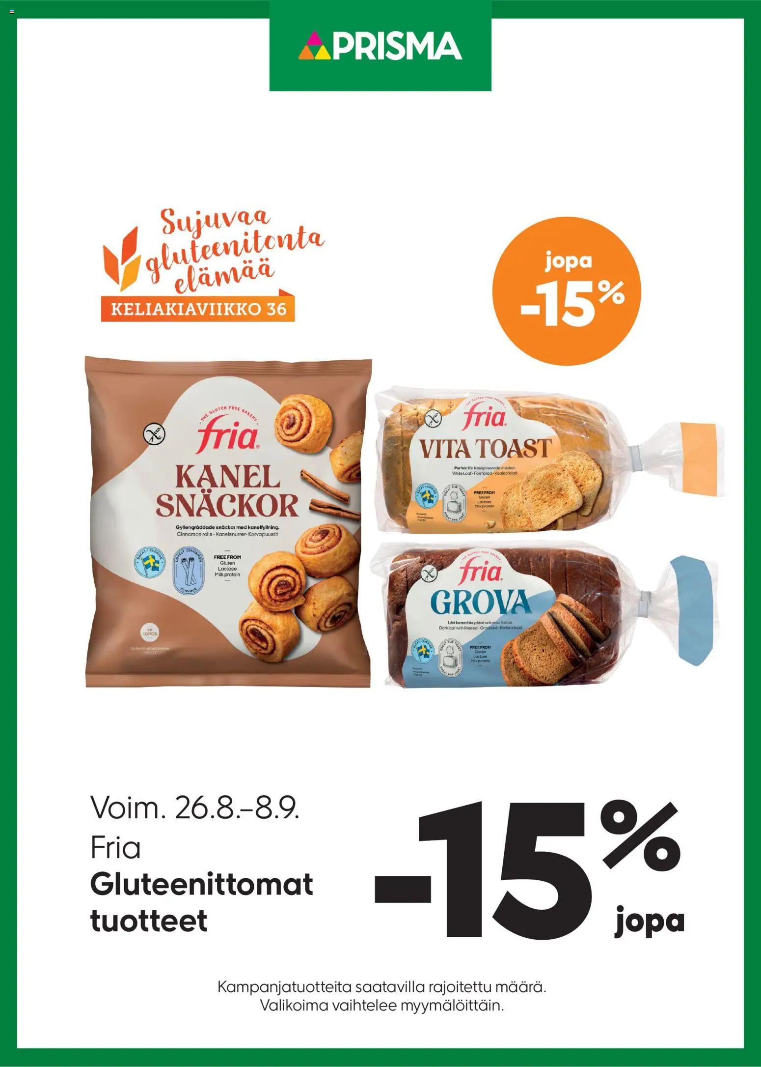 Kaupan Prisma Prisma - Fria esikatselu, voimassa 26/08/2026 - Korvapuustit