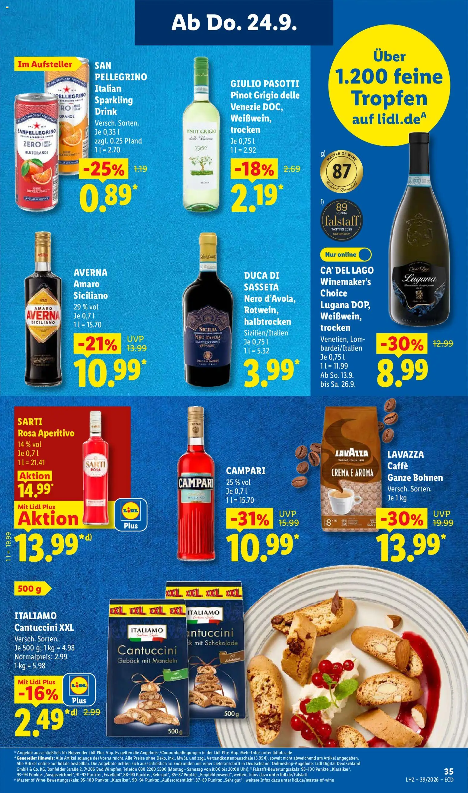 Vorschau von dem Prospekt des Geschäftes Lidl, gültig ab dem 21.09.2026 - Telefon, Schokolade, Bad, Lavazza, Campari, Mandeln