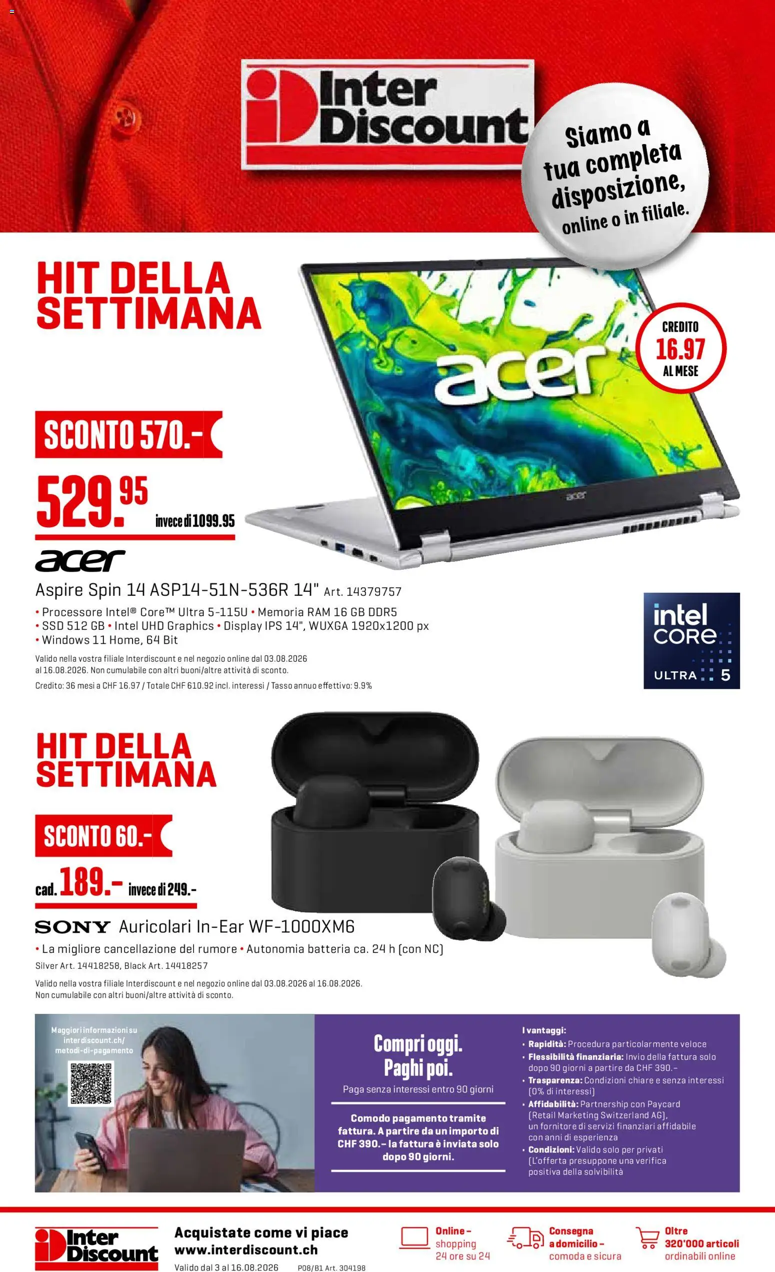 Vorschau des Merkblatts Interdiscount aktionen IT vom Shop Interdiscount gültig von 03.08.2026 bis 16.08.2026 - Sony