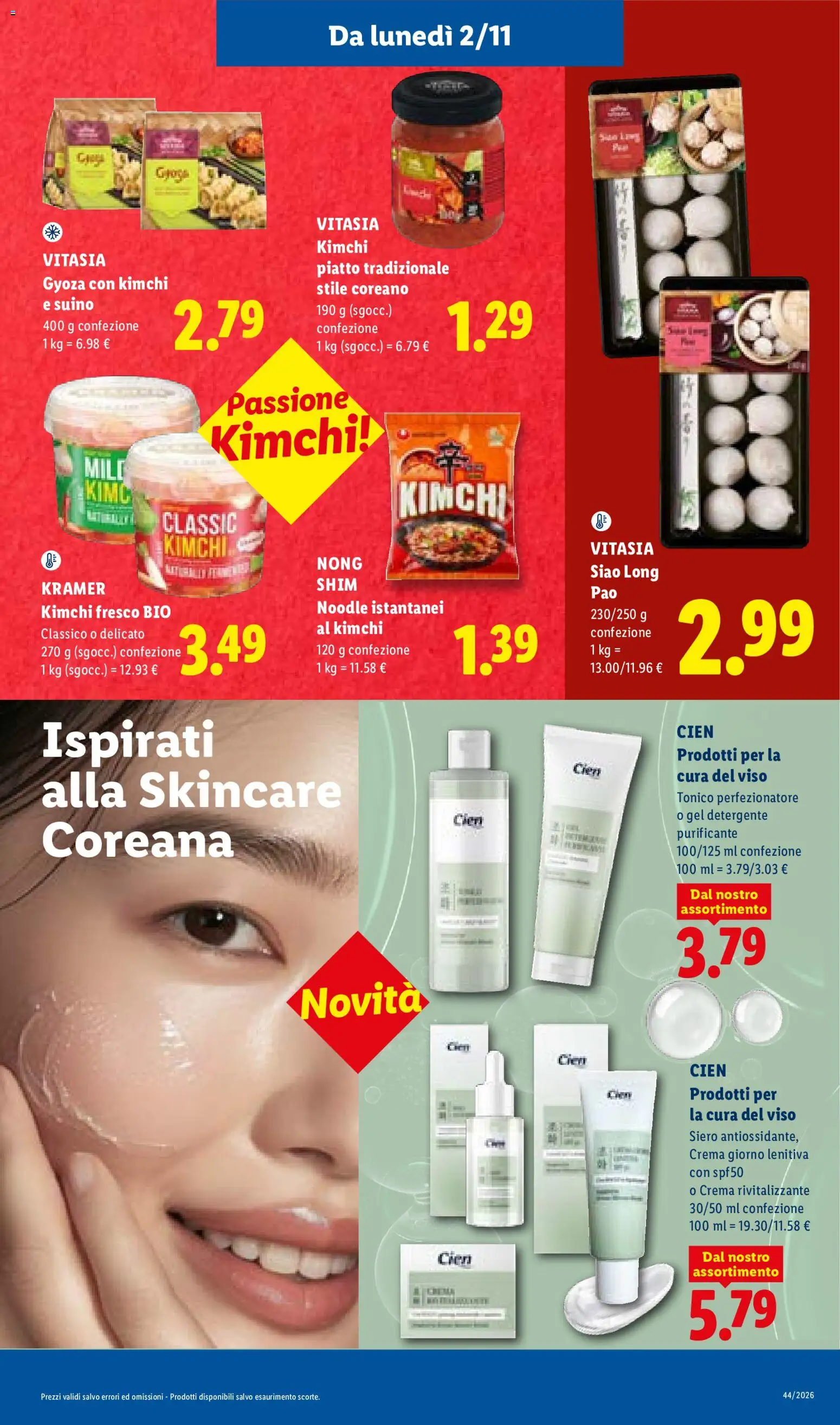 Anteprima dell'opuscolo Lidl volantino Roma dal negozio Lidl valido da 29/10/2026 - Crema, Kimchi, Piatto, Suino, Detergente, Tonico, Gel detergente